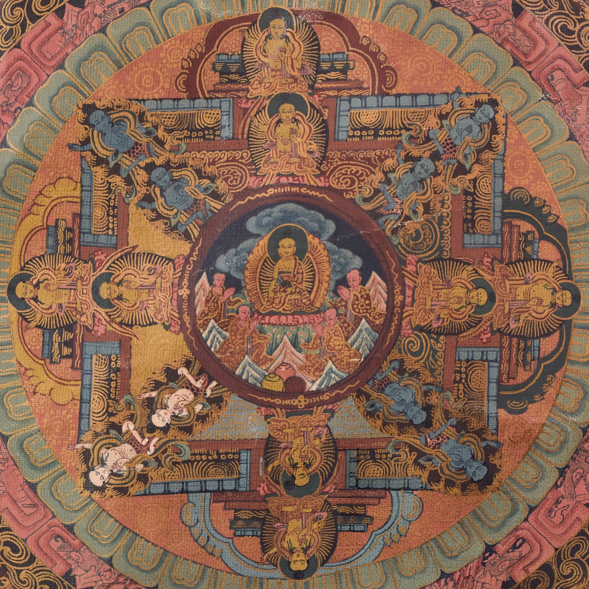 Hand Painted - Vintage - Tibetan Scroll - Modern Decorative