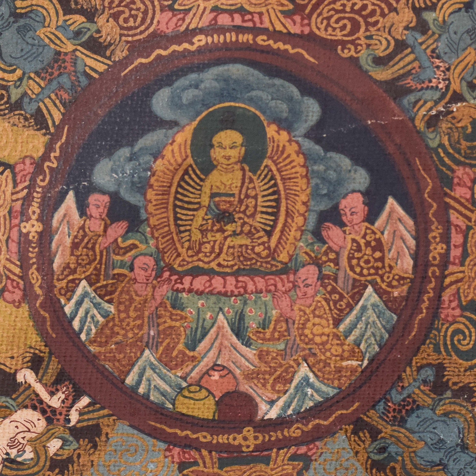 Hand Painted - Vintage - Tibetan Scroll - Modern Decorative