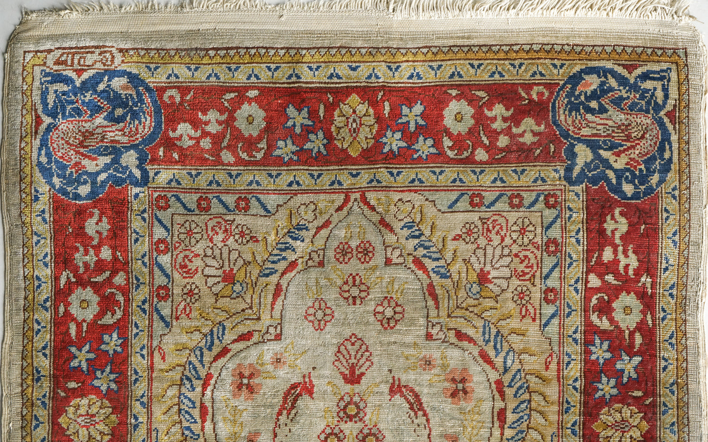 Fine handwoven vintage persian silk rug