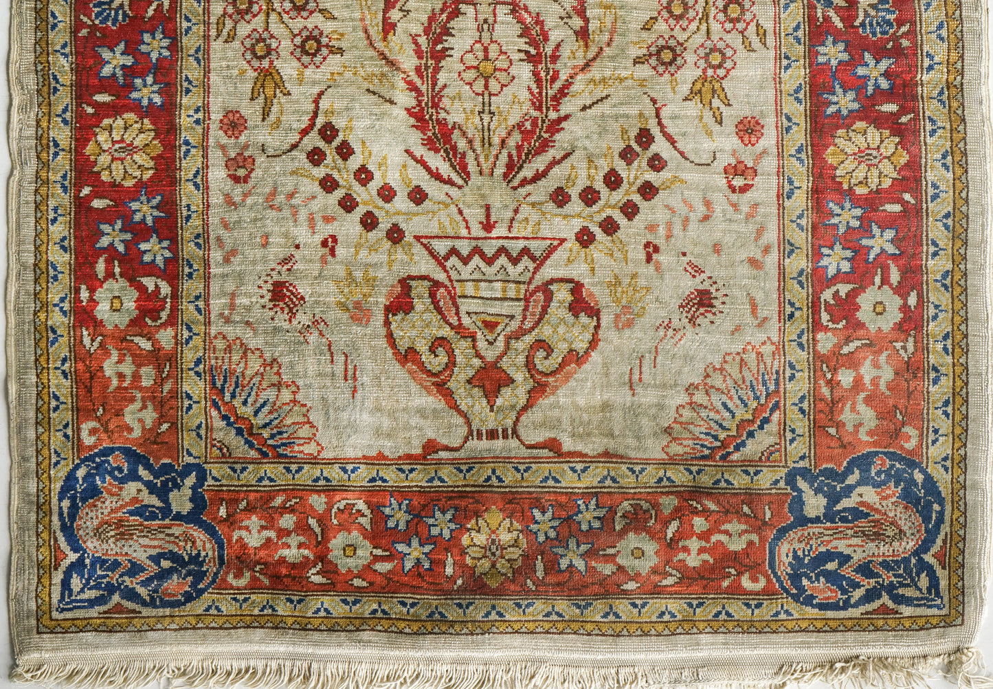 Fine handwoven vintage persian silk rug