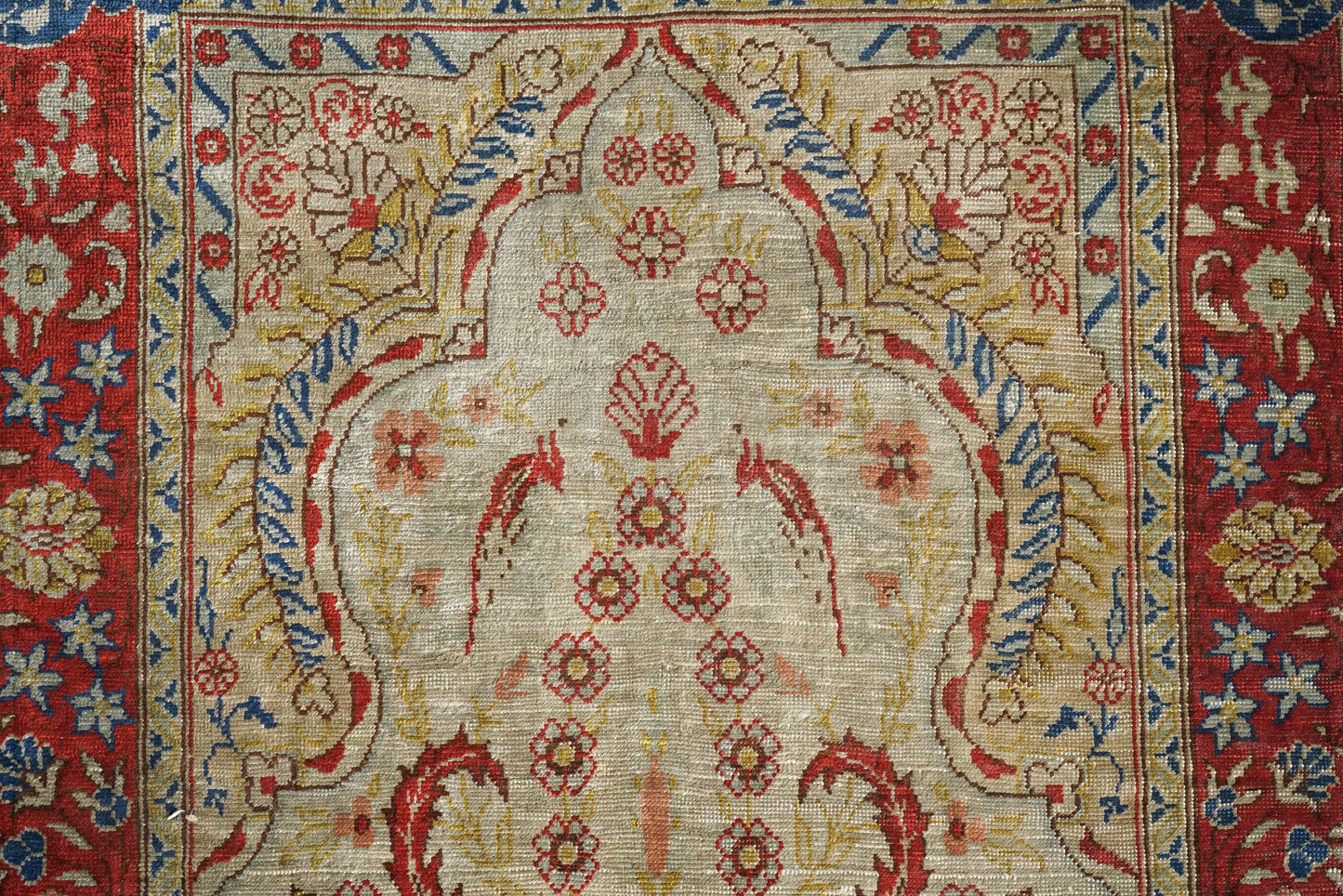 Fine handwoven vintage persian silk rug