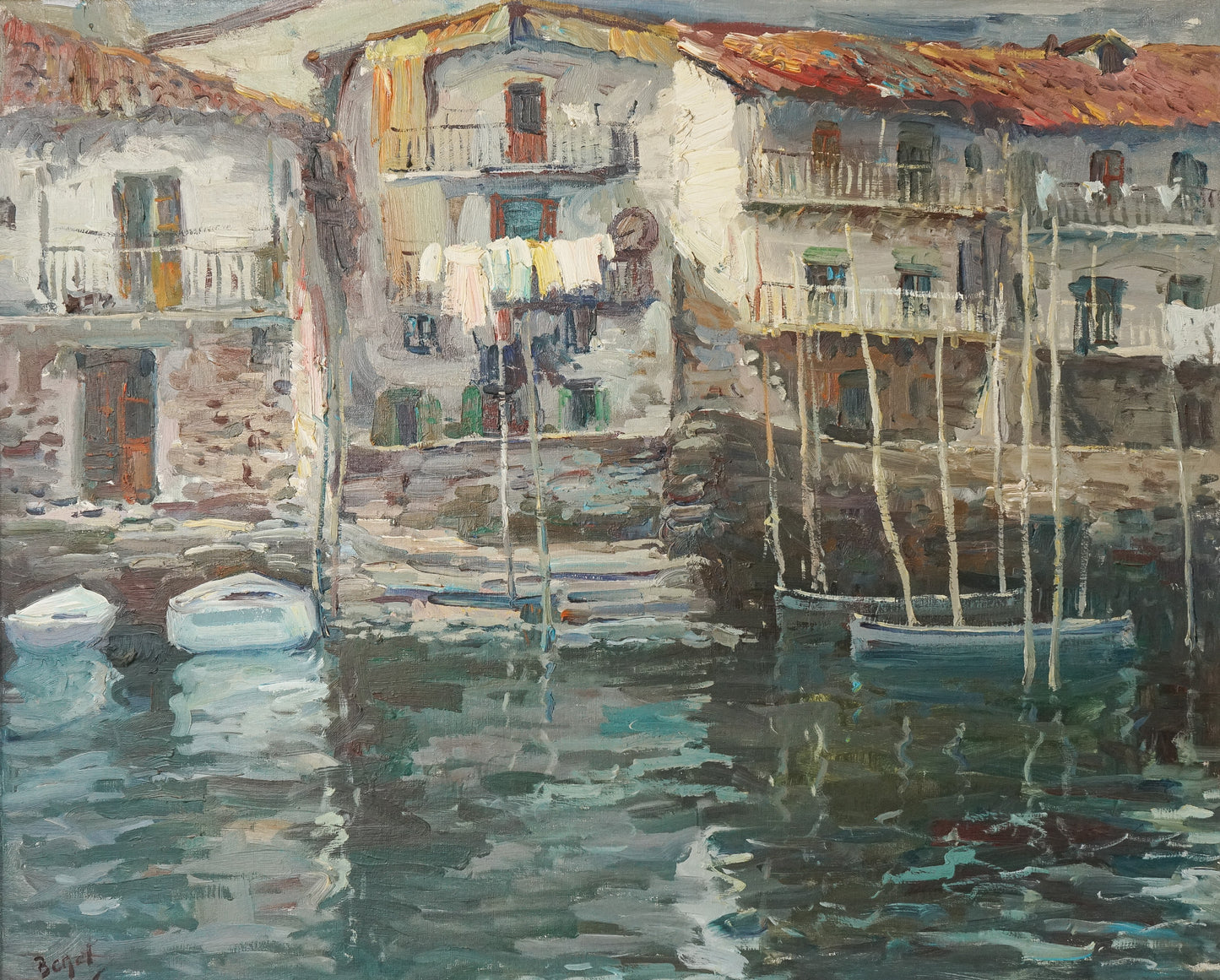 Rincón típico de pasajes san sebastian guipuzcoa - Large Post Impressionist Study - Modern Decorative