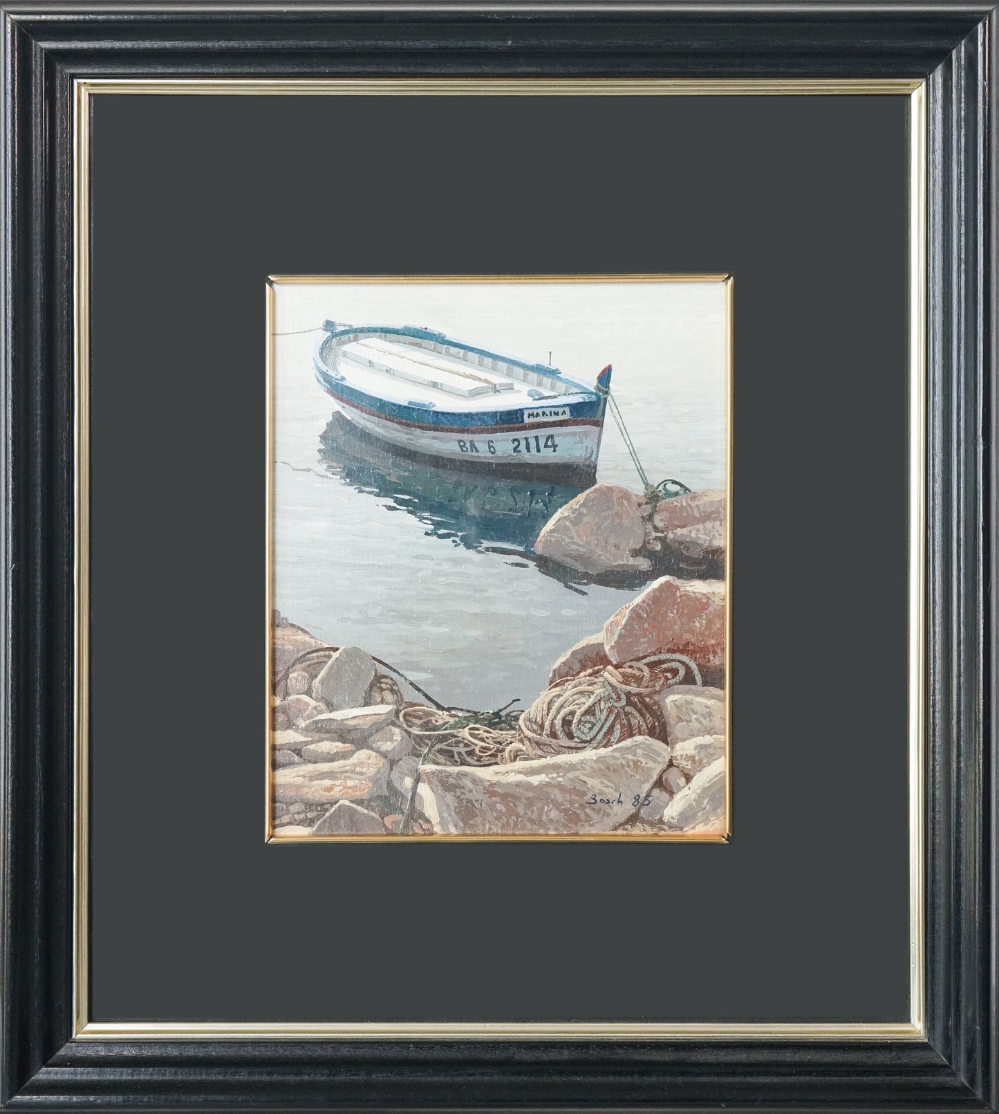 Two Framed Studies of Fishing Boats - Signed Bosch - Modern Decorative