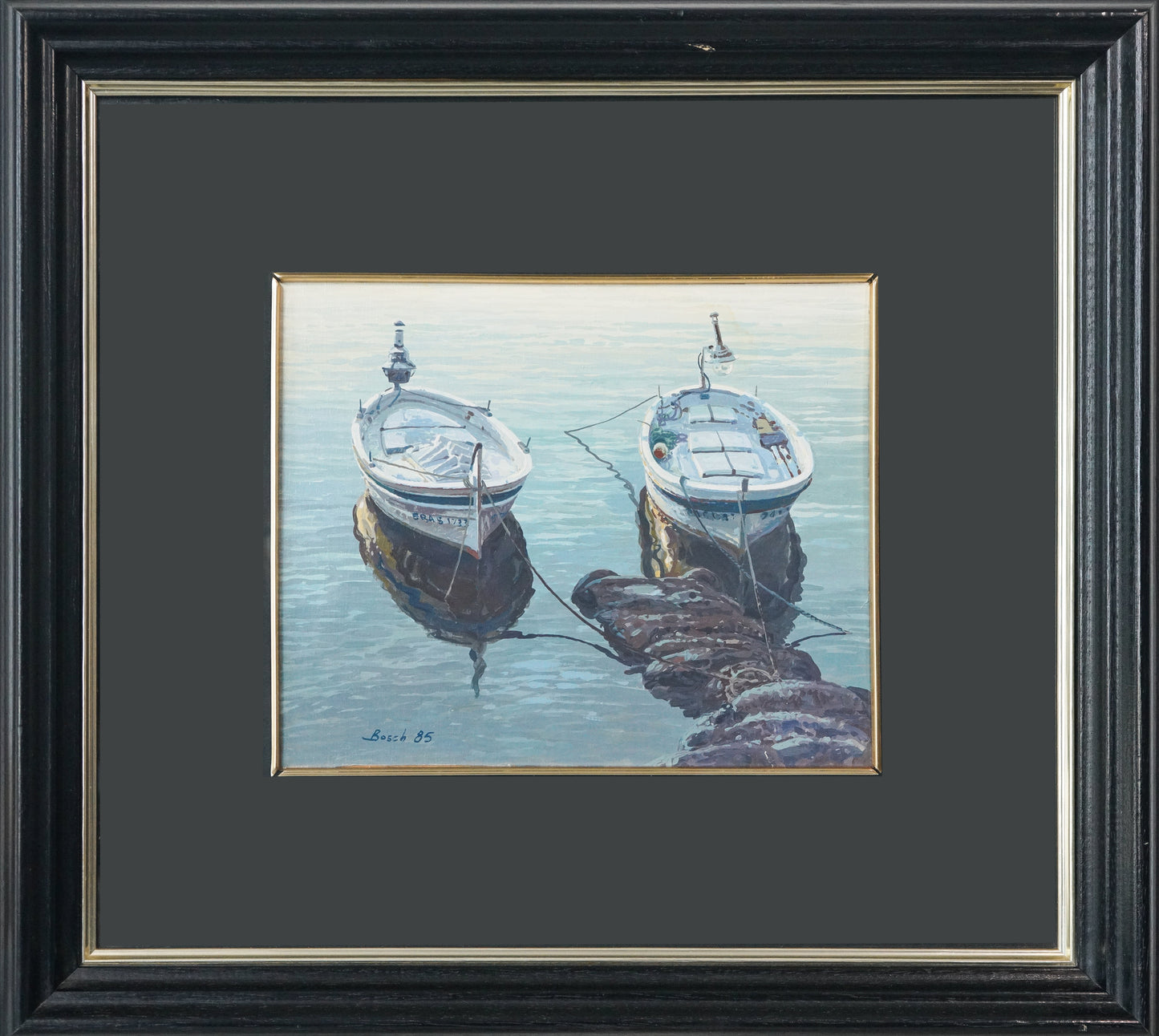 Two Framed Studies of Fishing Boats - Signed Bosch - Modern Decorative