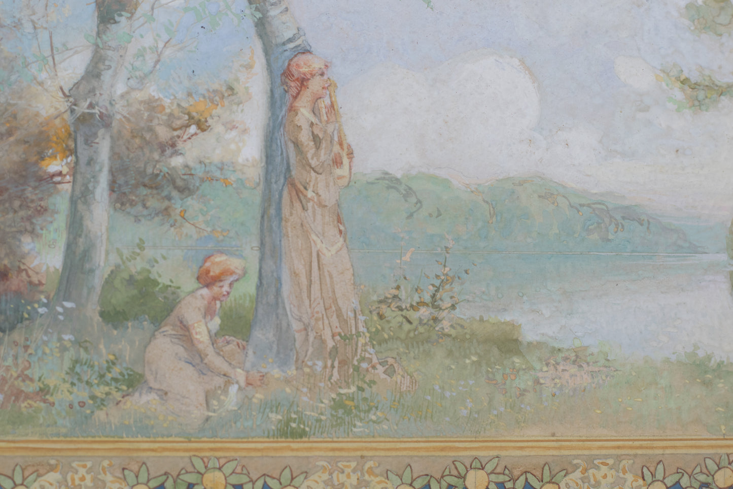 Nabis-style Watercolour Study for Wall Frieze_Detail