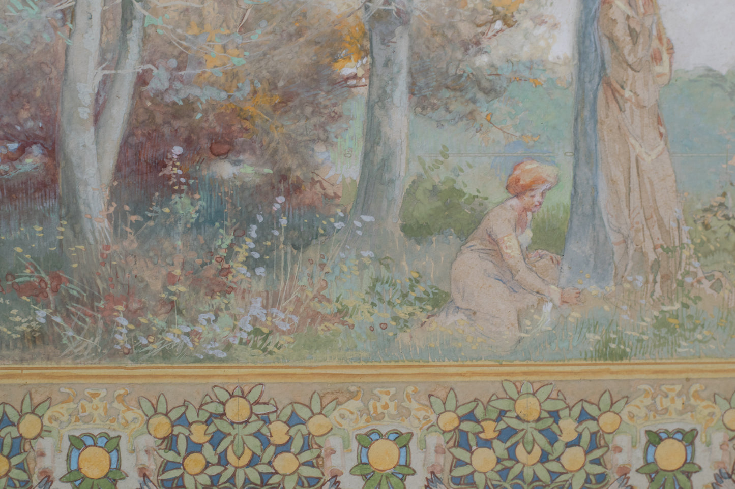 Nabis-style Watercolour Study for Wall Frieze_Detail 2
