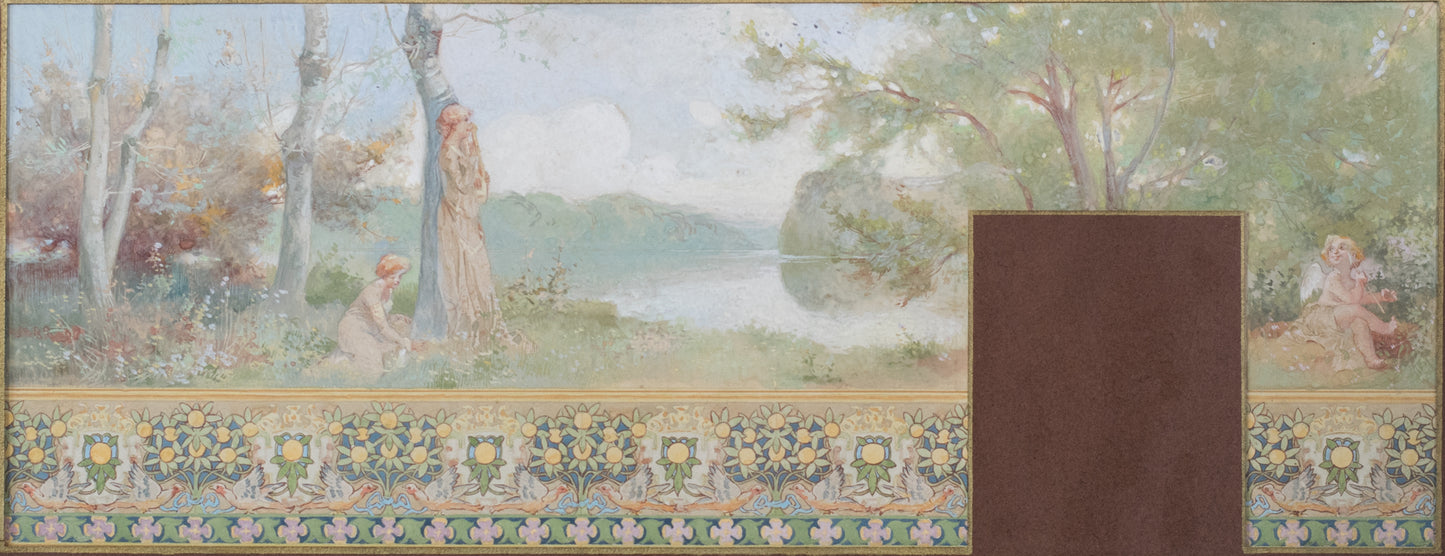 Nabis-style Watercolour Study for Wall Frieze