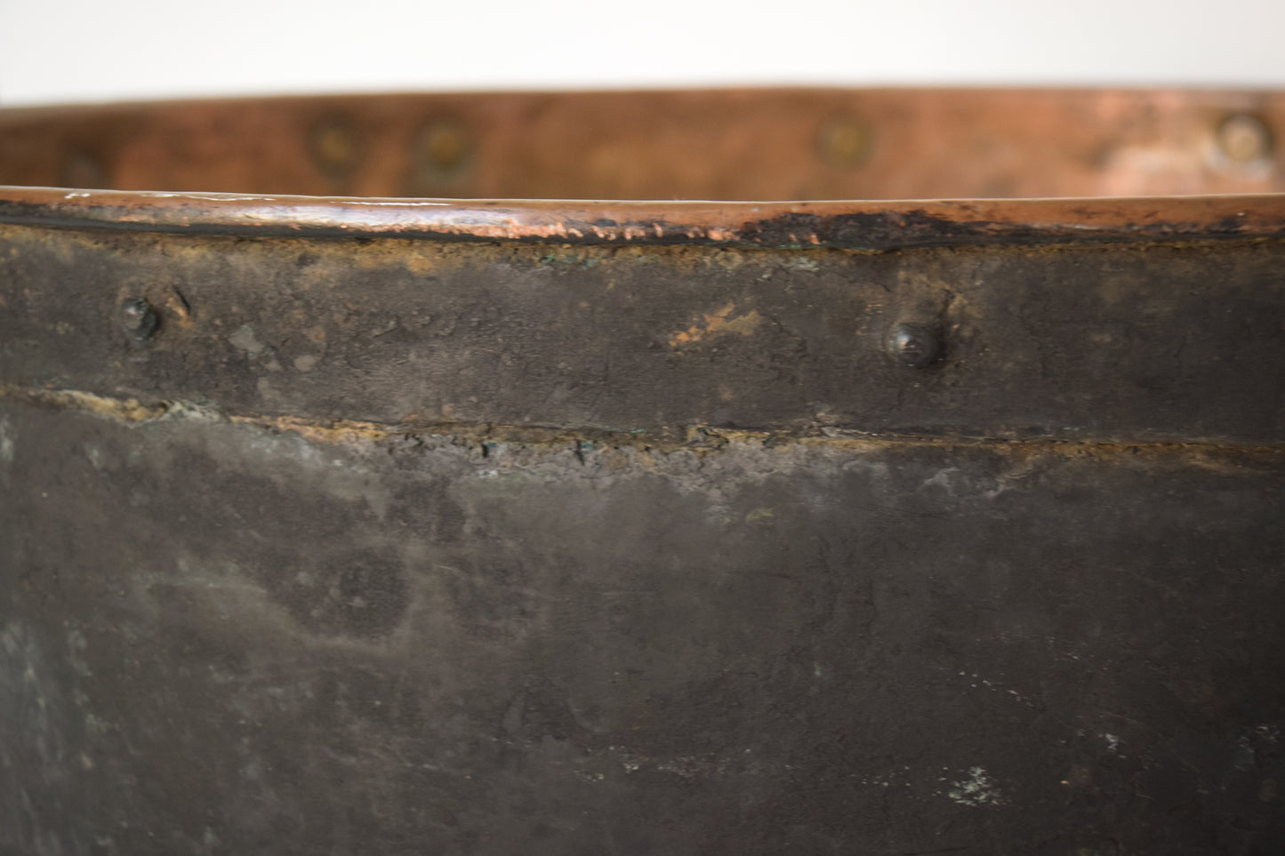 Large Decorative Handmade Riveted Copper Pot - Modern Decorative