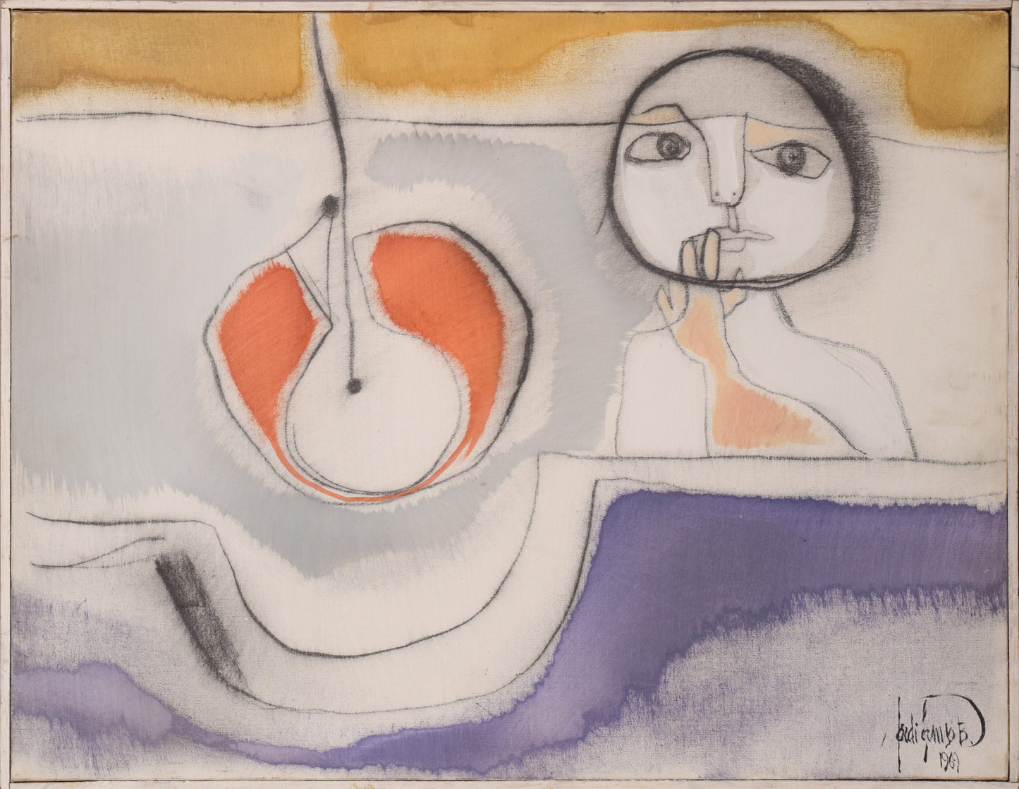Follower of Joan Miro. Oil on Canvas Painting