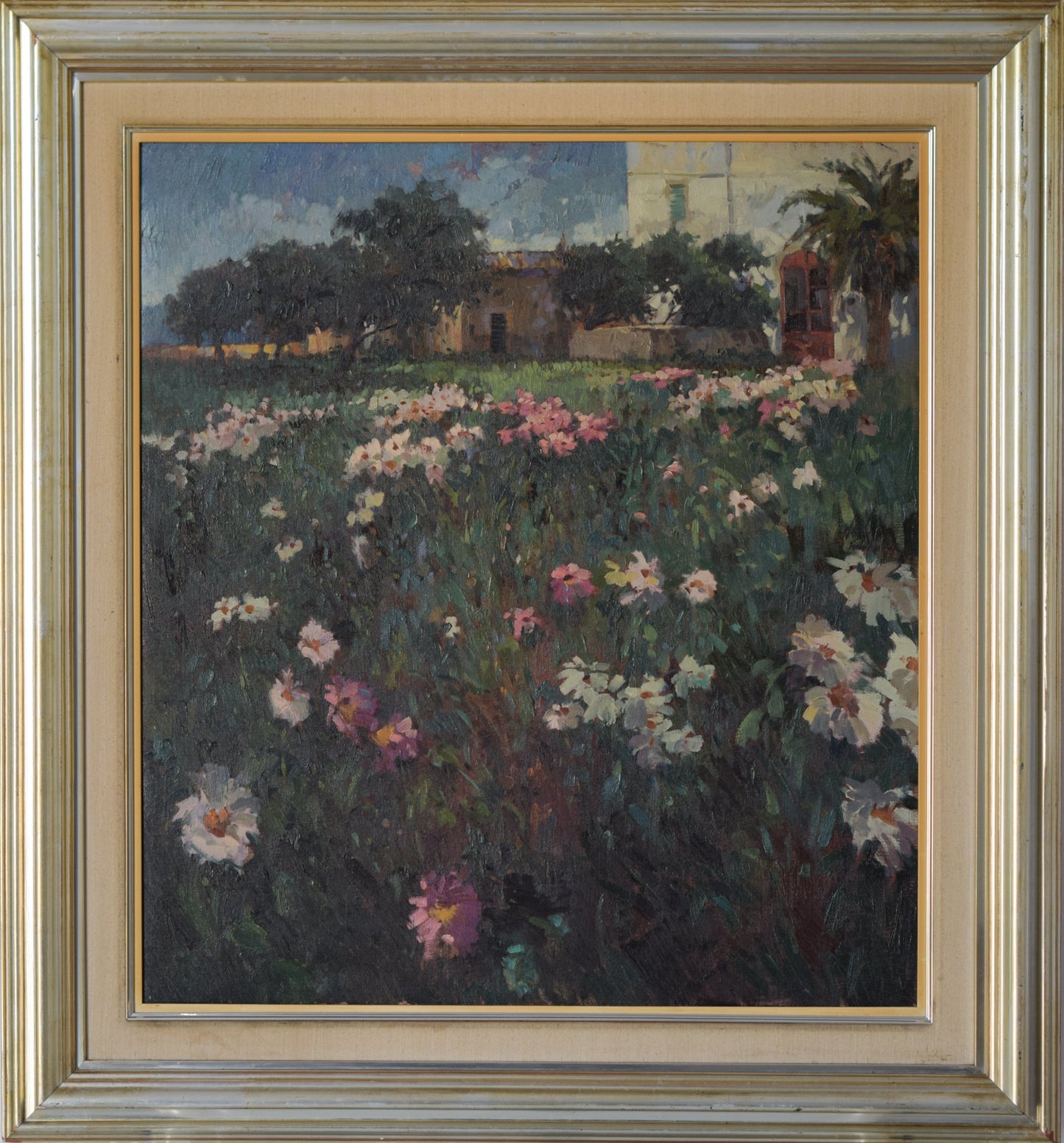 Large Landscape scene with Floral meadow_Framed
