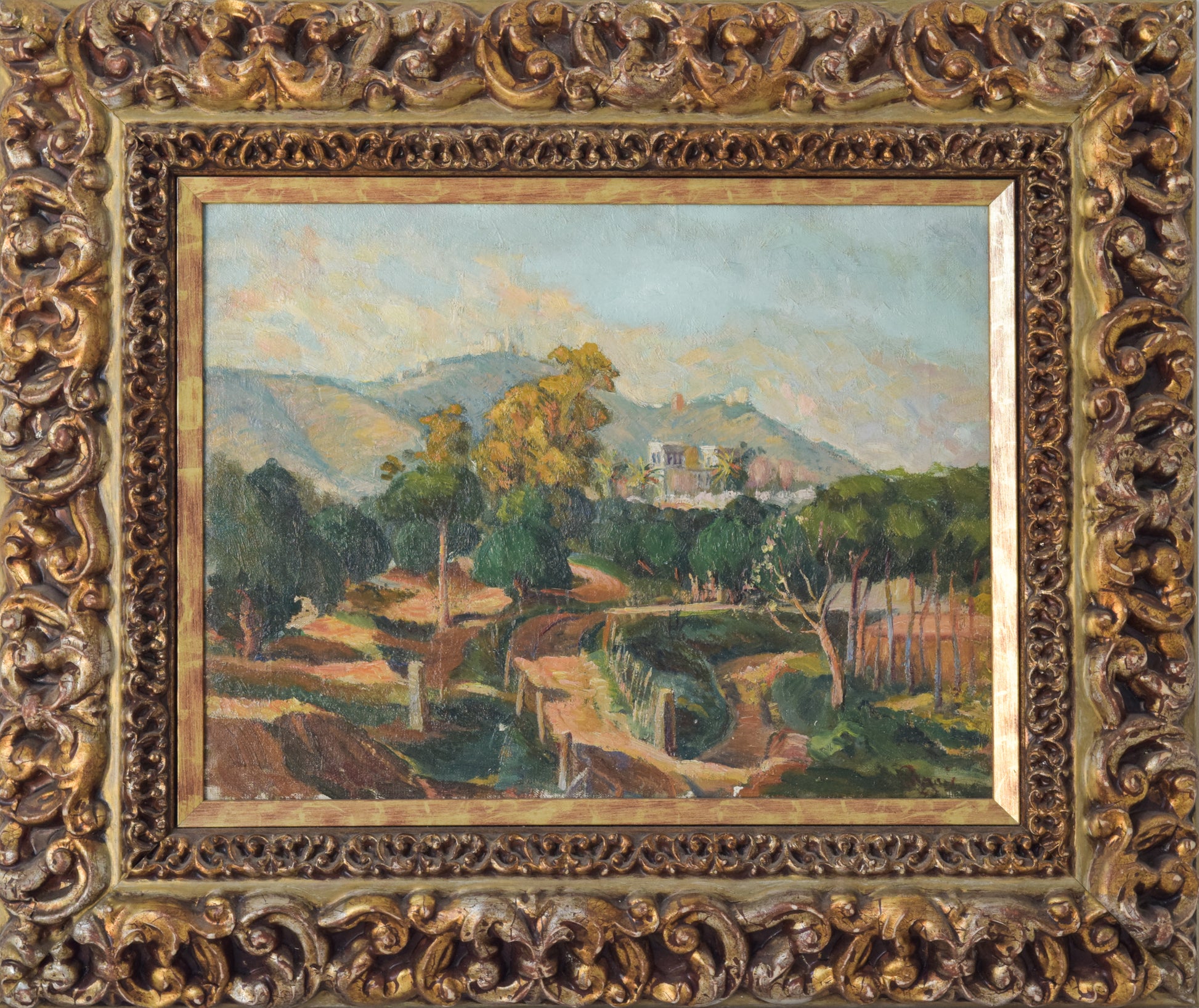 Impressionist - Mediterranean Landscape with a View of a River and Mountains - Modern Decorative