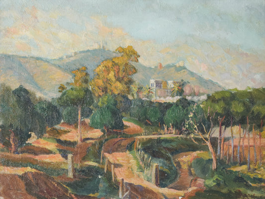 Impressionist - Mediterranean Landscape with a View of a River and Mountains - Modern Decorative