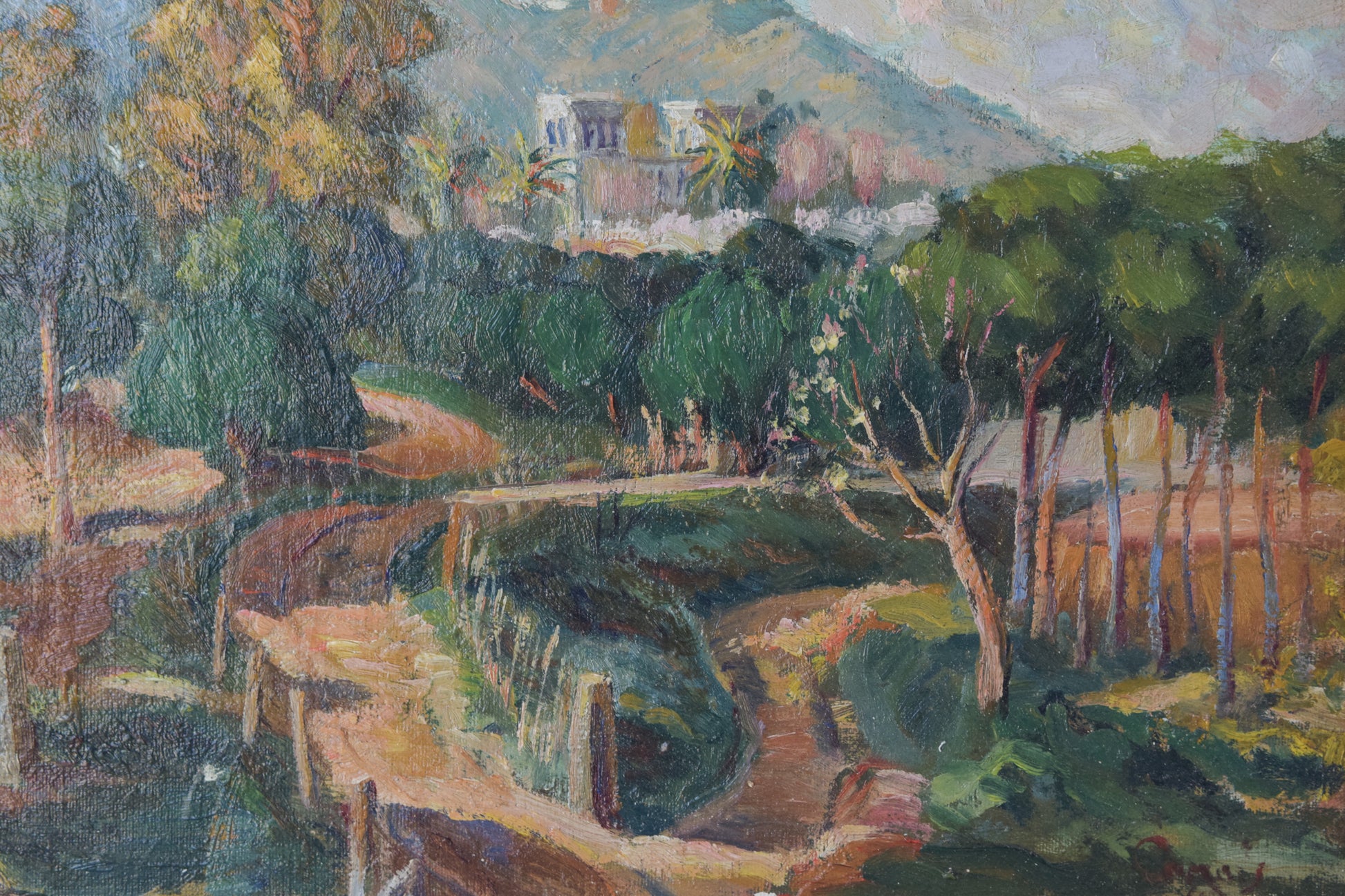 Impressionist - Mediterranean Landscape with a View of a River and Mountains - Modern Decorative