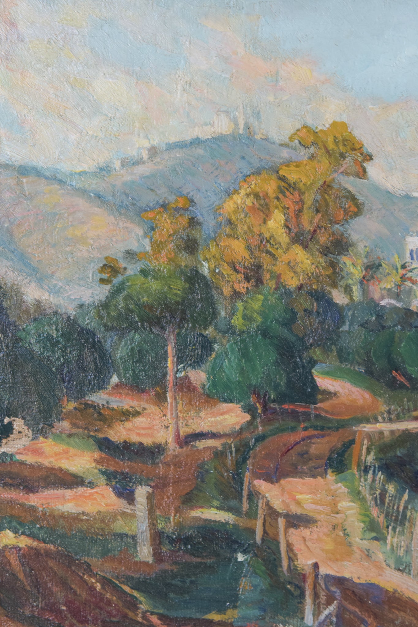 Impressionist - Mediterranean Landscape with a View of a River and Mountains - Modern Decorative