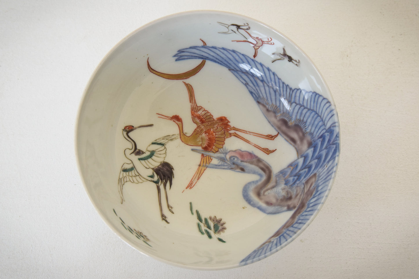Pair - Oriental Bowls with cranes