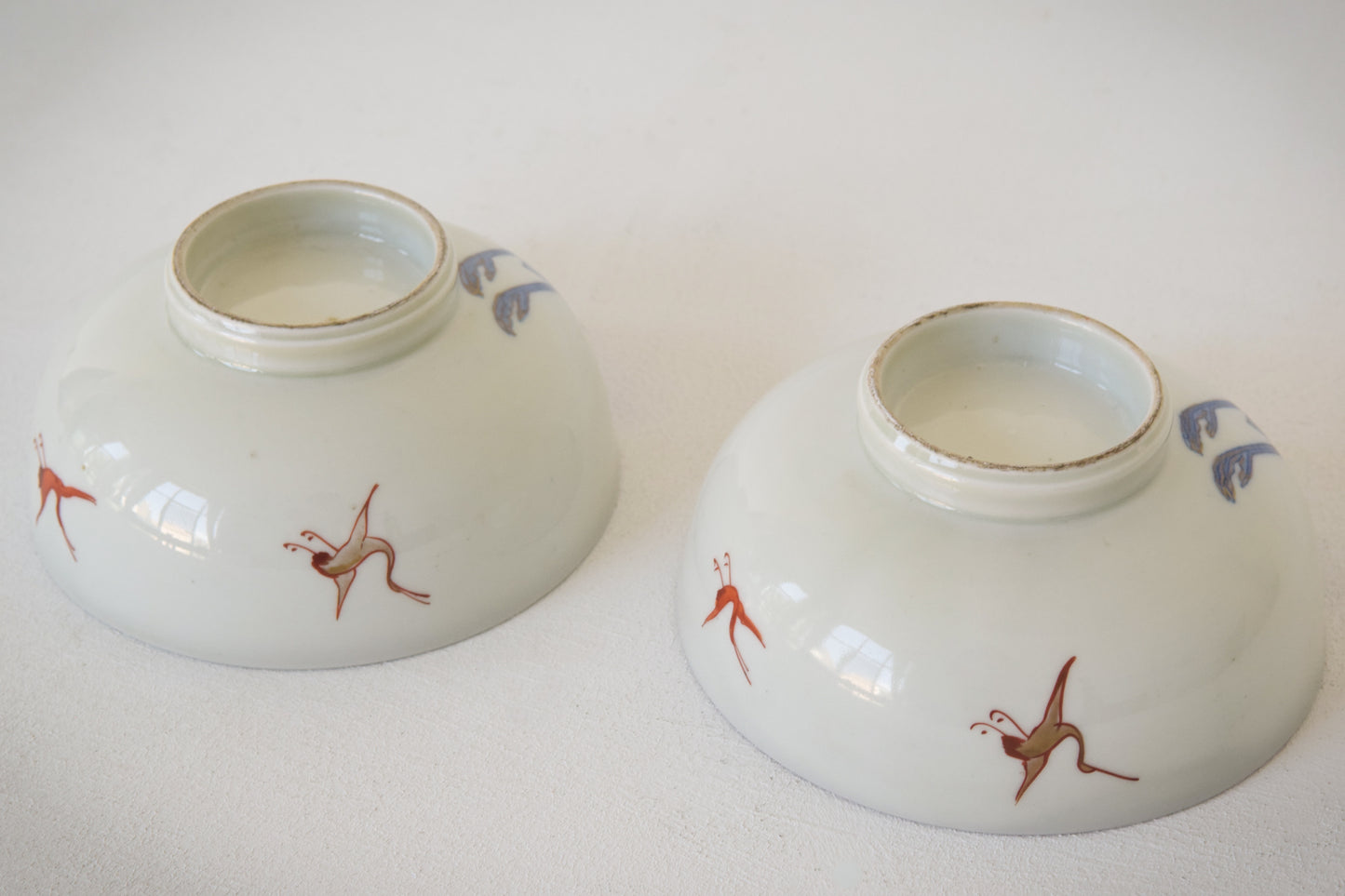 Pair - Oriental Bowls with cranes