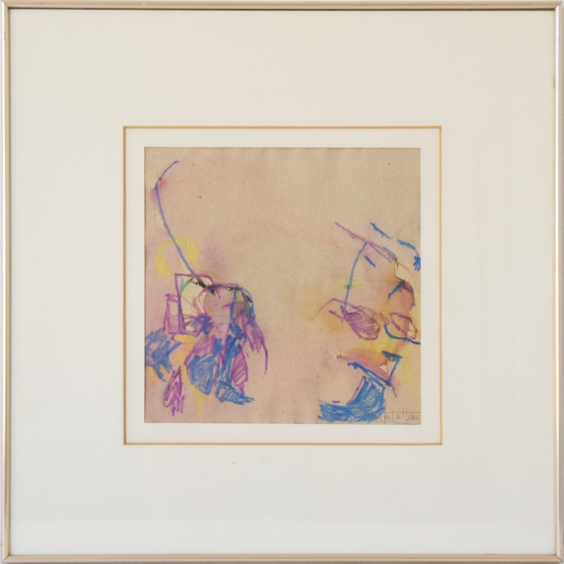 Abstract Expressionist Painting in Crayon_Framed