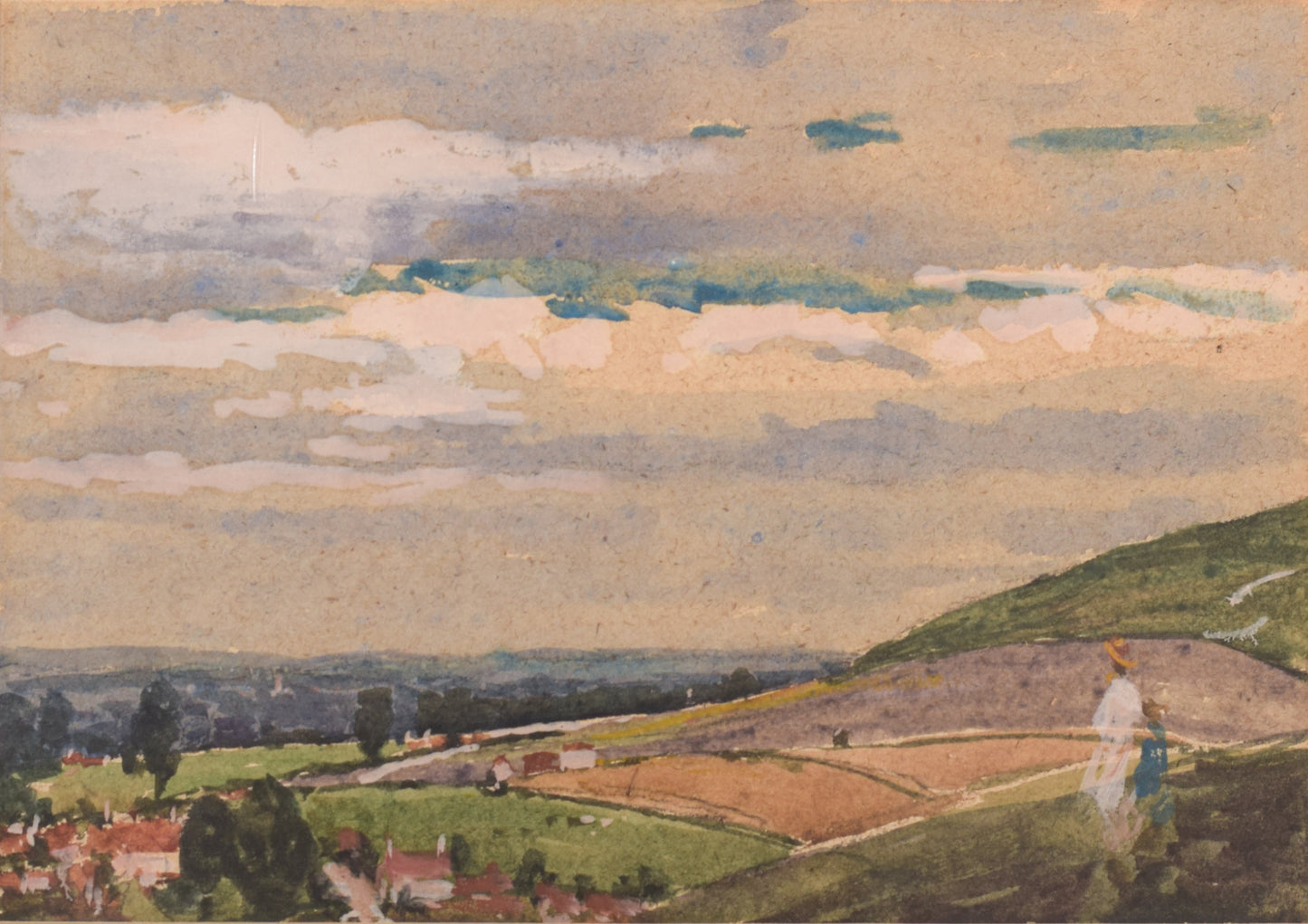 'Bratton and Pewsey Vale, Wiltshire' Watercolour