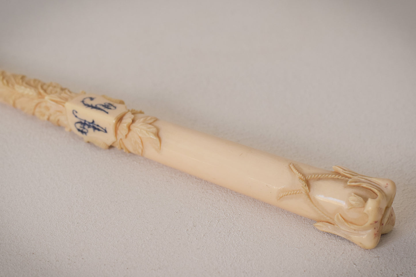 Beautifully Carved Ivory Parasol with Exquisite Lacework - Modern Decorative