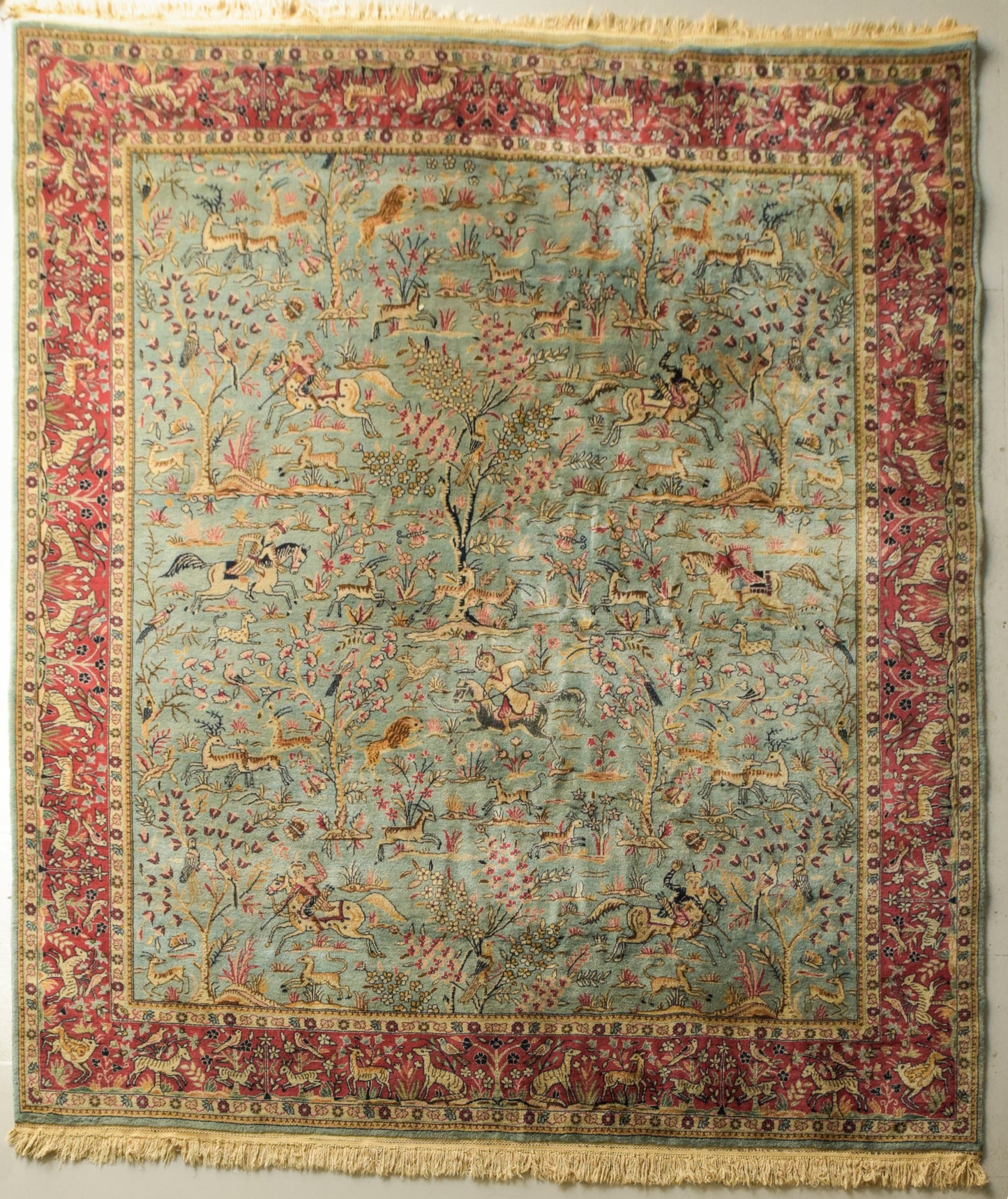 Large Handmade Persian Rug With Animals - Modern Decorative