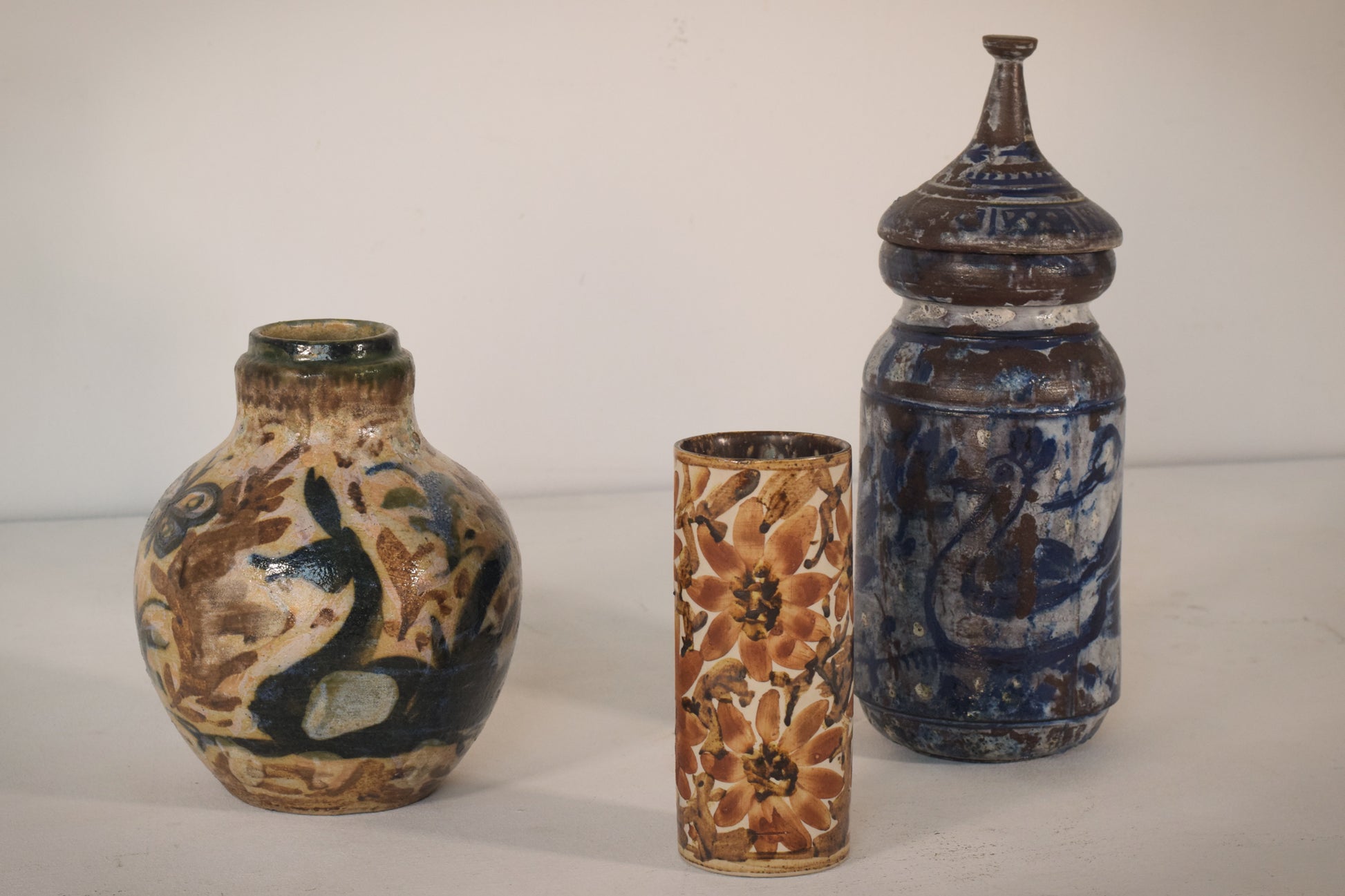 Three - Signed Studio Art Pottery Vases - Modern Decorative