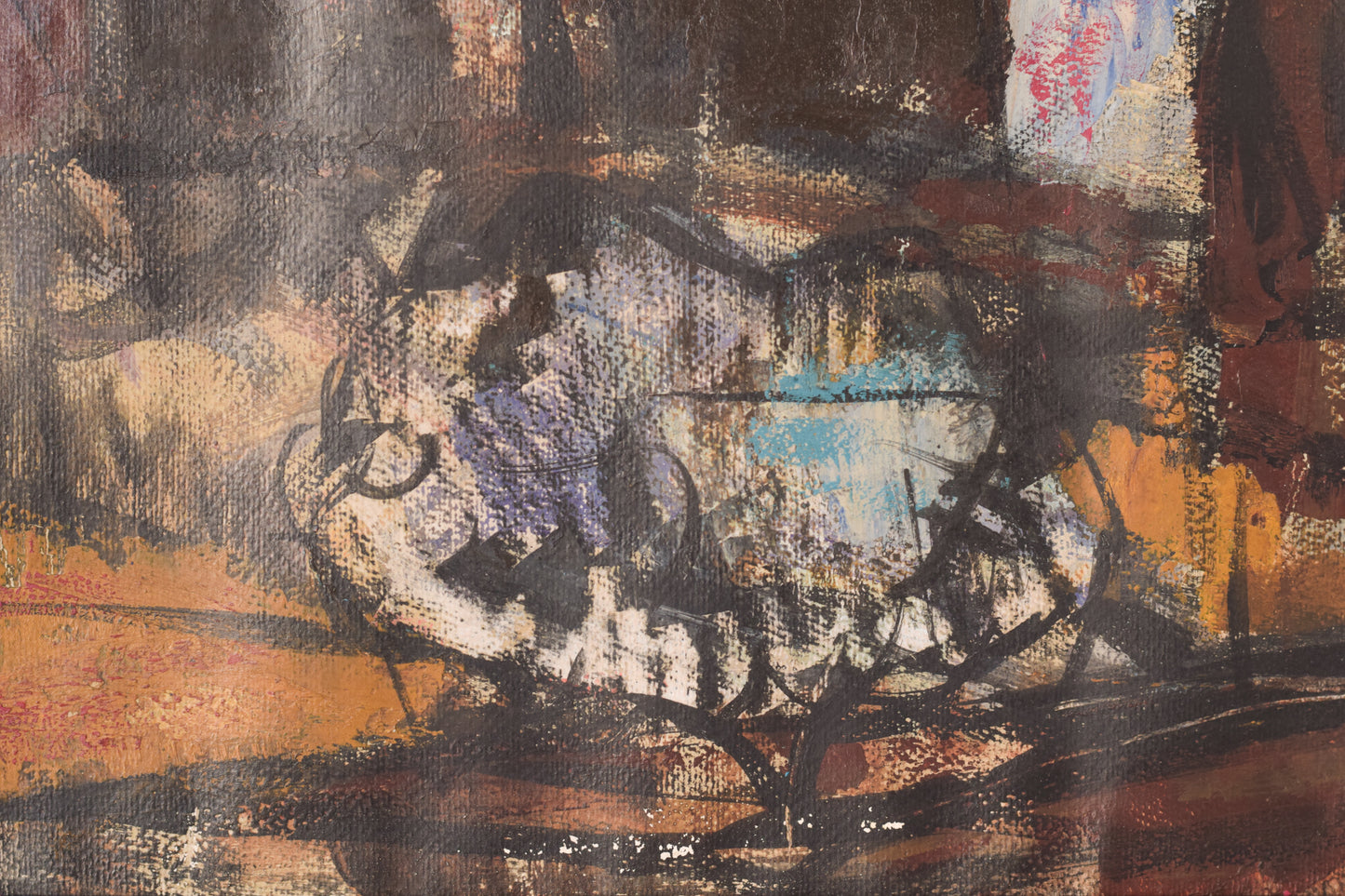 Modernist - Painting of a Town in Mixed Media - Modern Decorative
