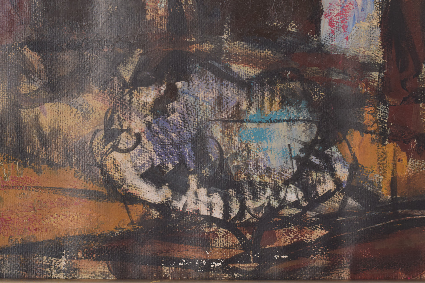 Modernist - Painting of a Town in Mixed Media - Modern Decorative