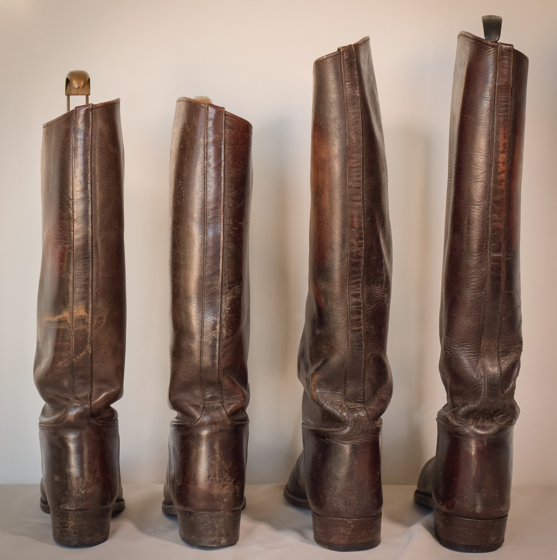 Antique Leather Riding Boots - Two pairs - Modern Decorative