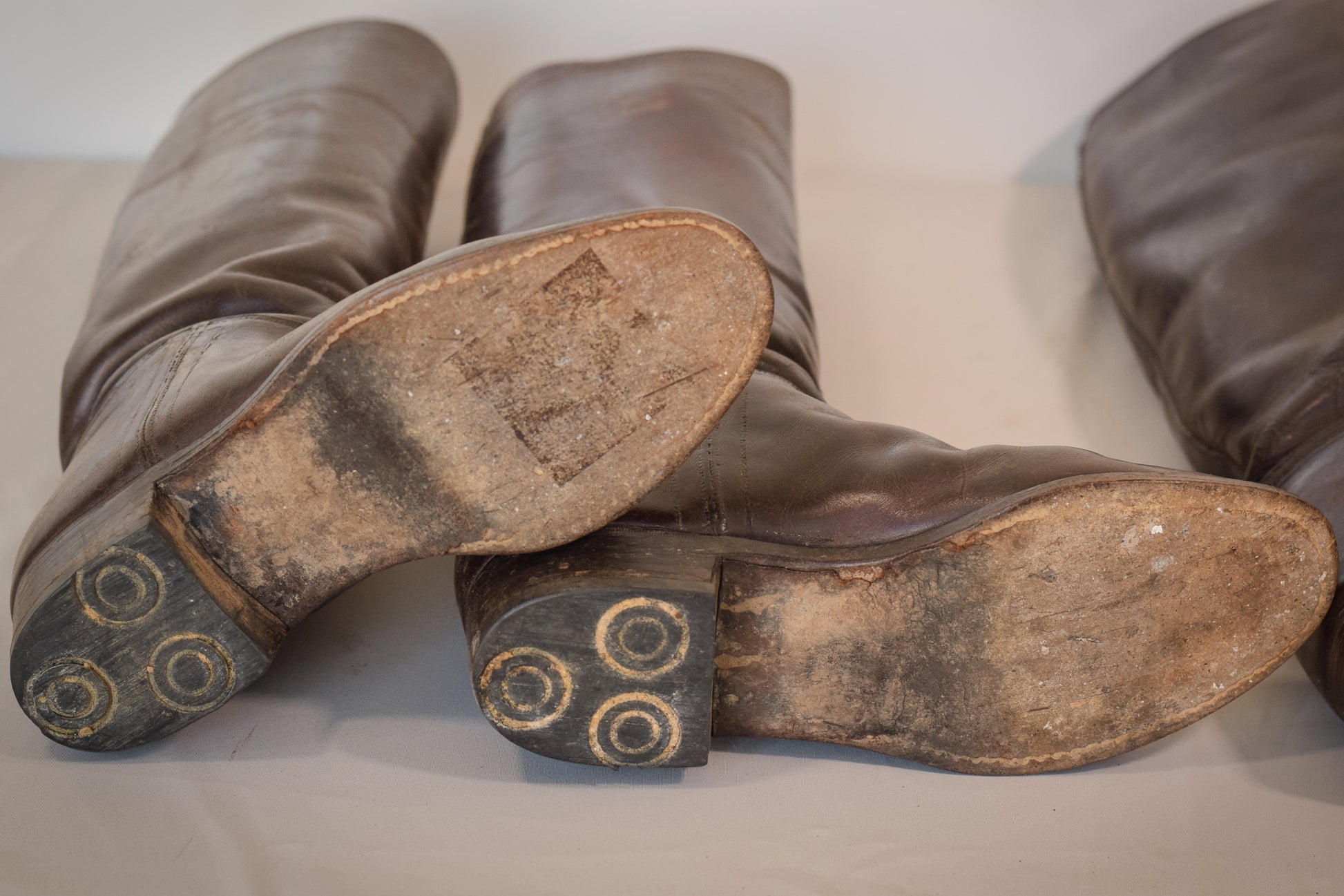 Antique Leather Riding Boots - Two pairs - Modern Decorative