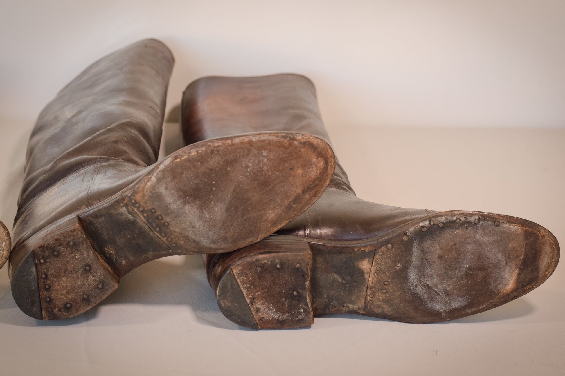 Antique Leather Riding Boots - Two pairs - Modern Decorative