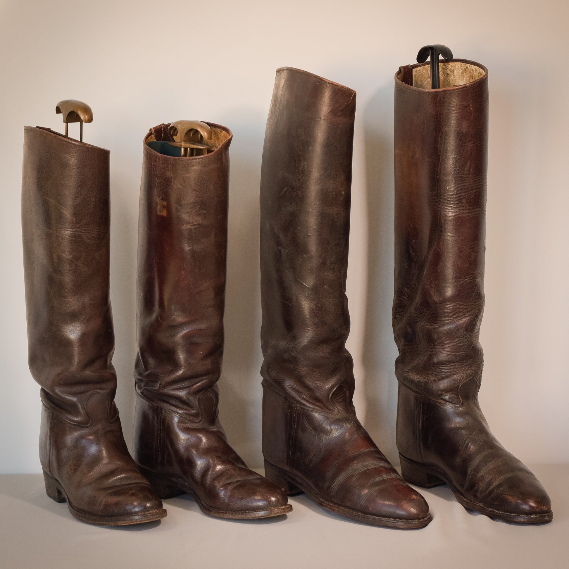 Antique Leather Riding Boots - Two pairs - Modern Decorative
