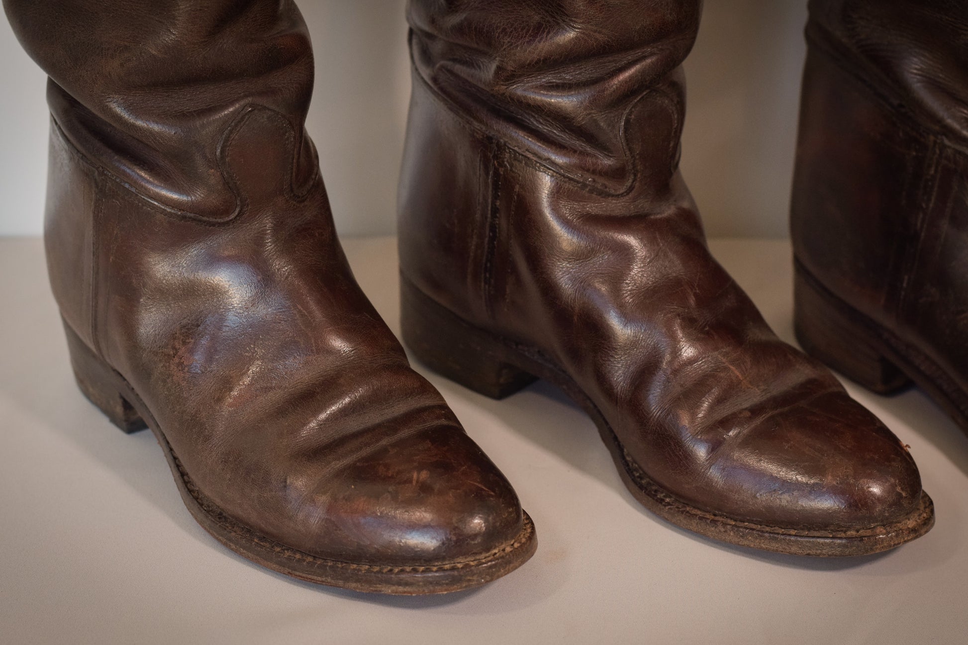 Antique Leather Riding Boots - Two pairs - Modern Decorative