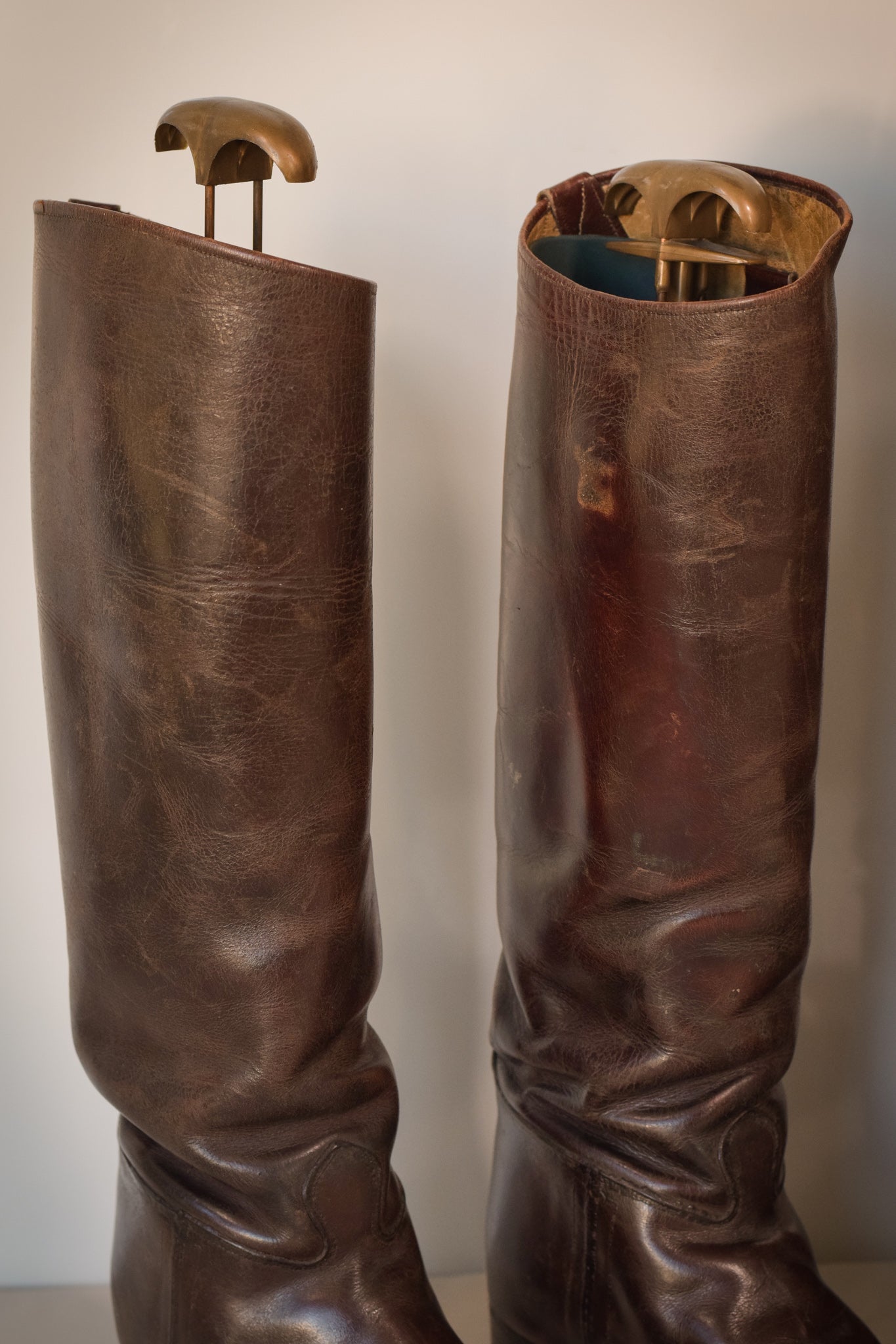 Antique Leather Riding Boots - Two pairs - Modern Decorative