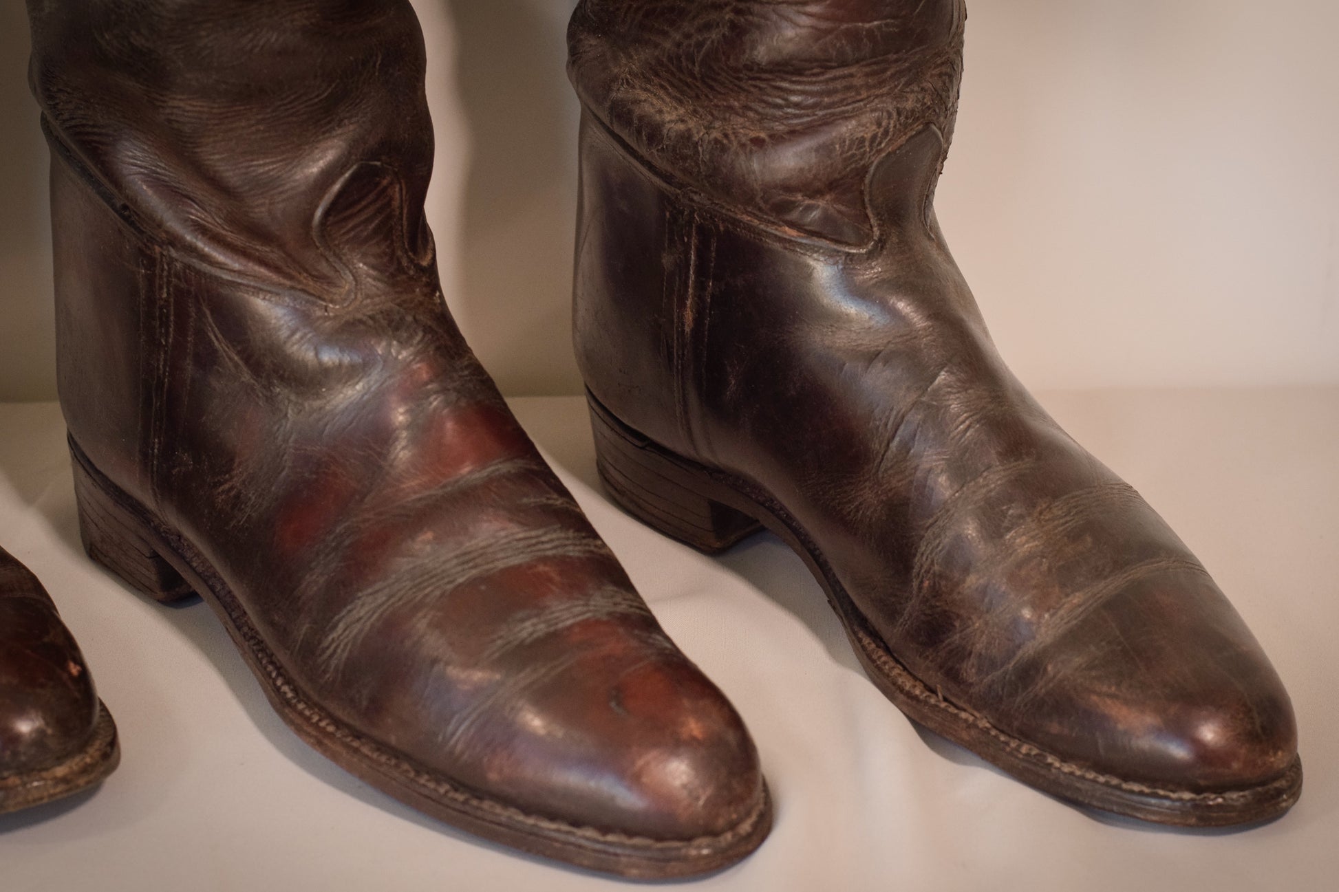 Antique Leather Riding Boots - Two pairs - Modern Decorative