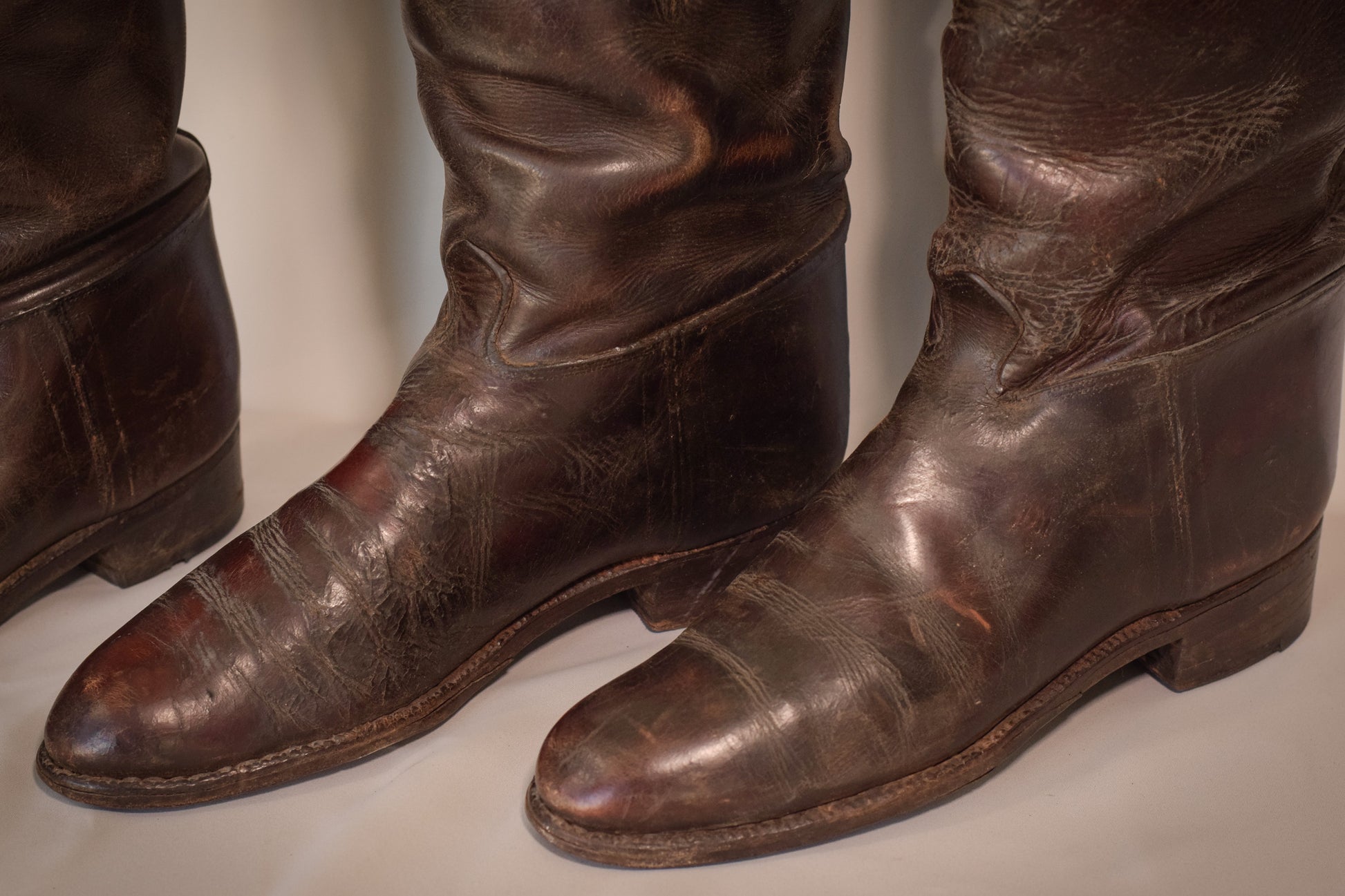 Antique Leather Riding Boots - Two pairs - Modern Decorative