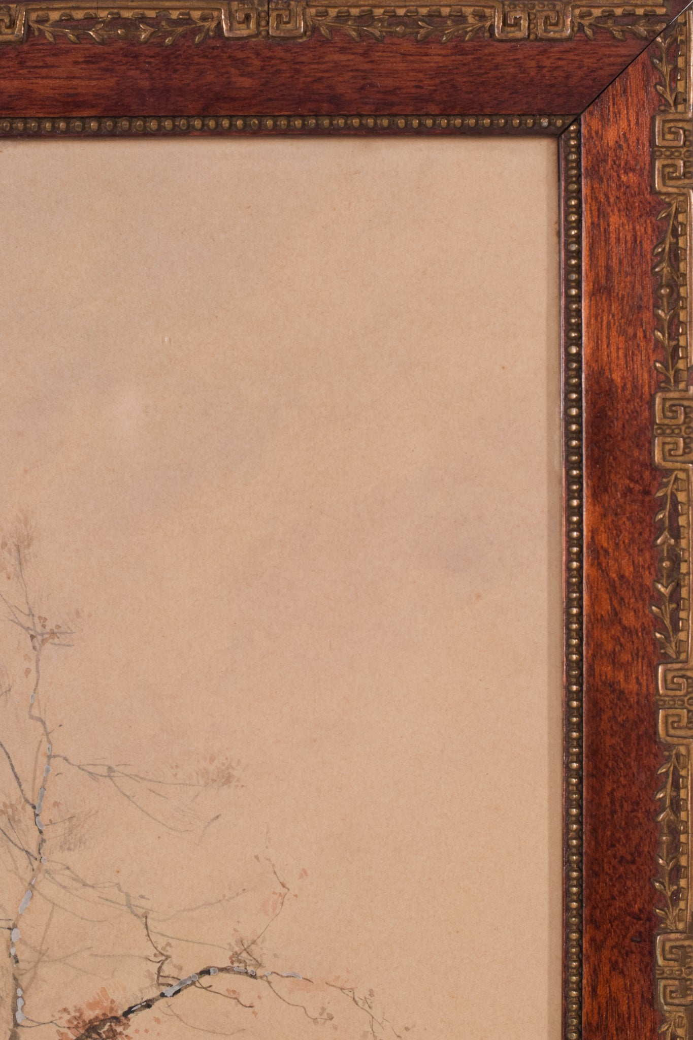 Snowscape Watercolour of a House mounted in a exquisite secessionist art Nouveau frame
