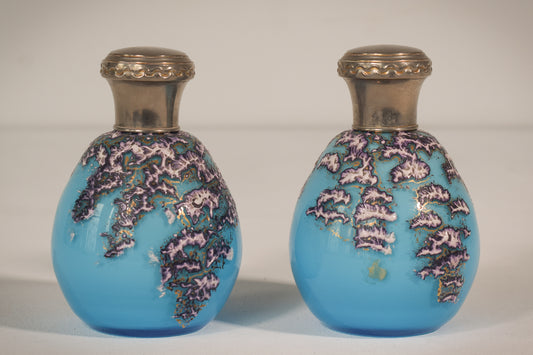Pair of Enamelled Glass Perfume Bottles - Modern Decorative