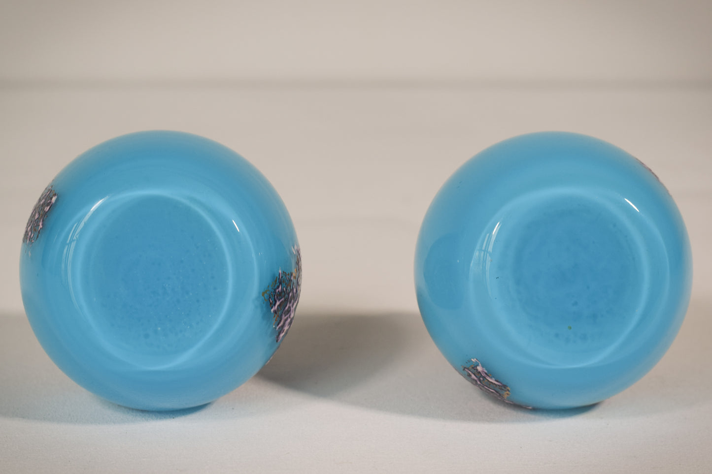 Pair of Enamelled Glass Perfume Bottles
