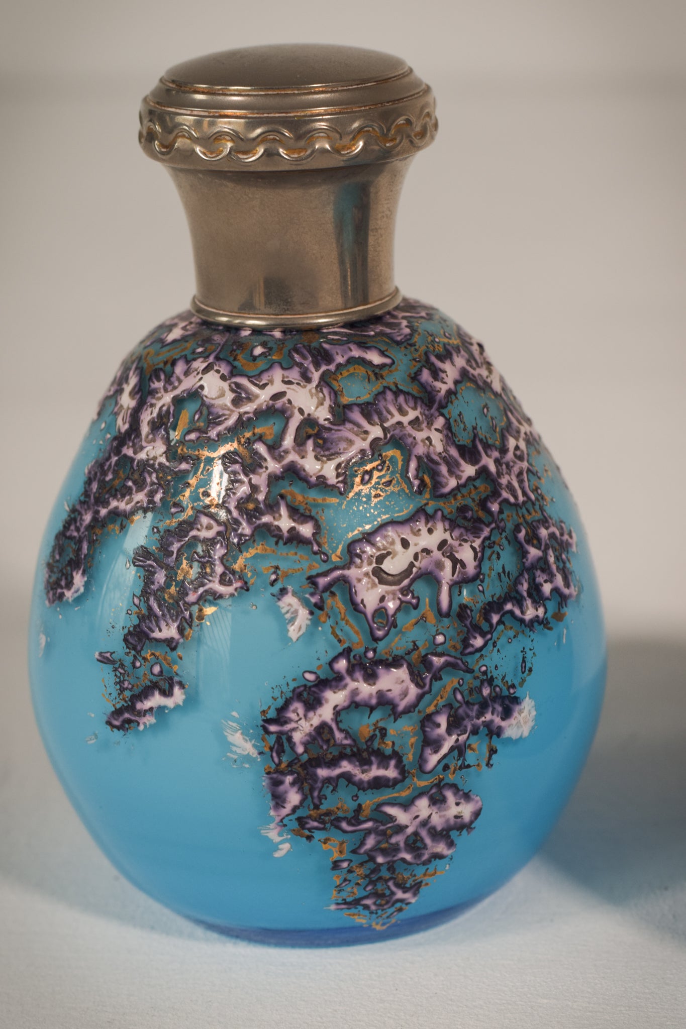 Pair of Enamelled Glass Perfume Bottles