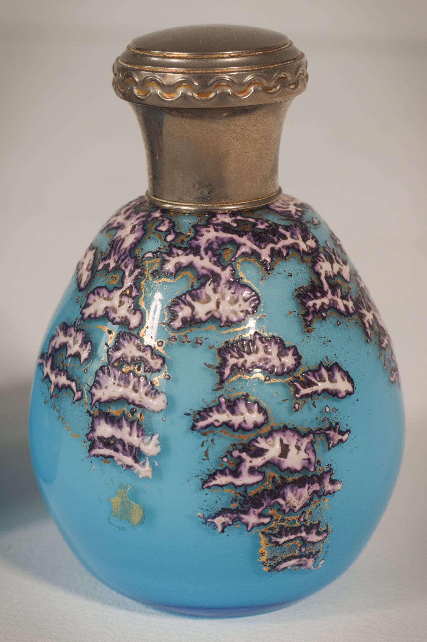 Pair of Enamelled Glass Perfume Bottles