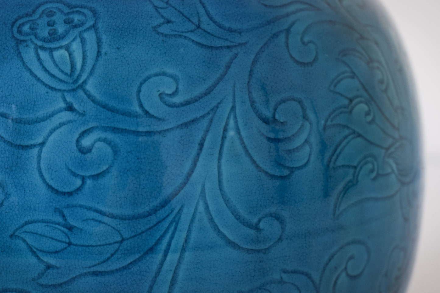 Large - Chinese Turquoise Glazed Lotus Bottle