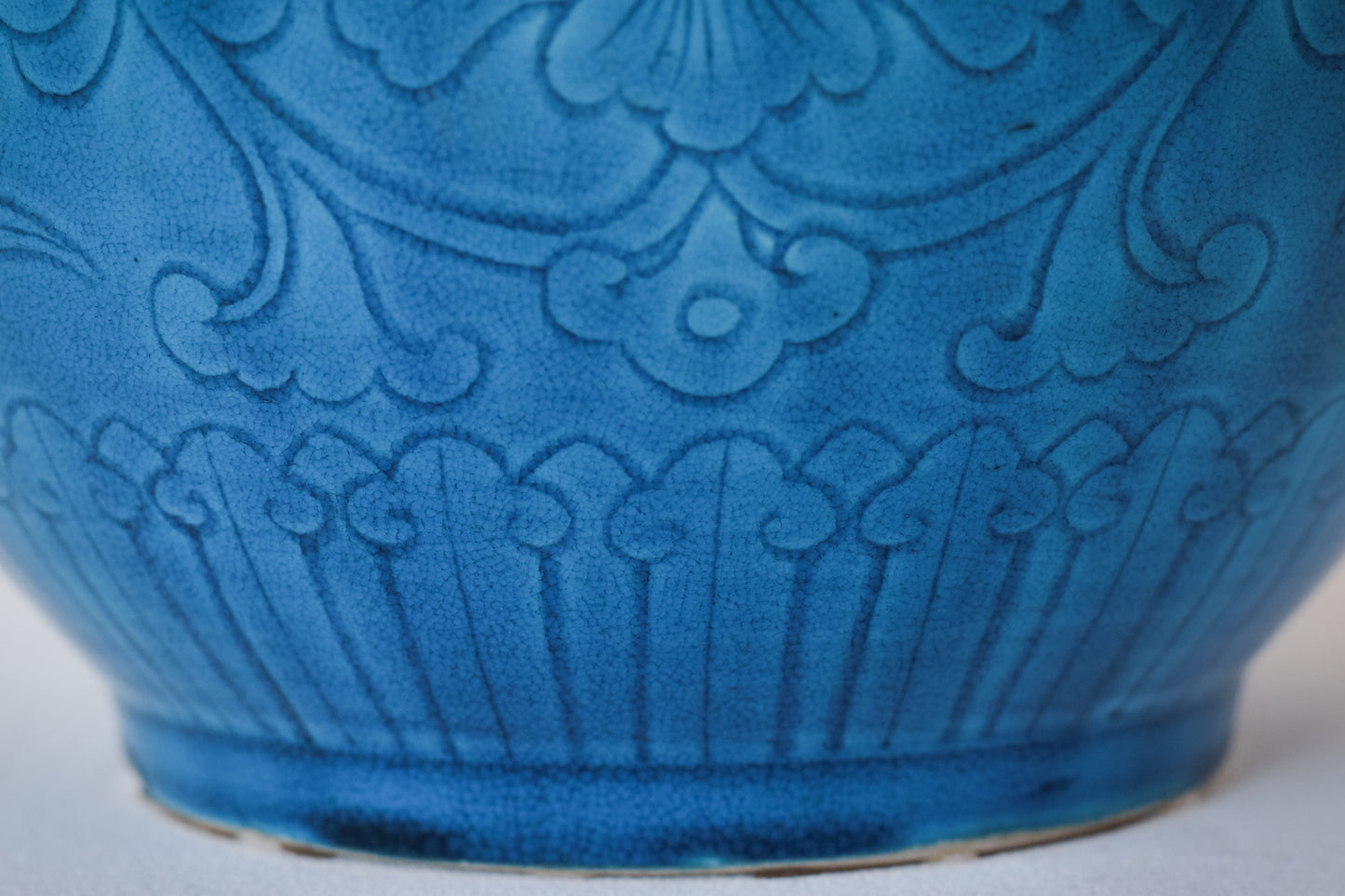 Large - Chinese Turquoise Glazed Lotus Bottle