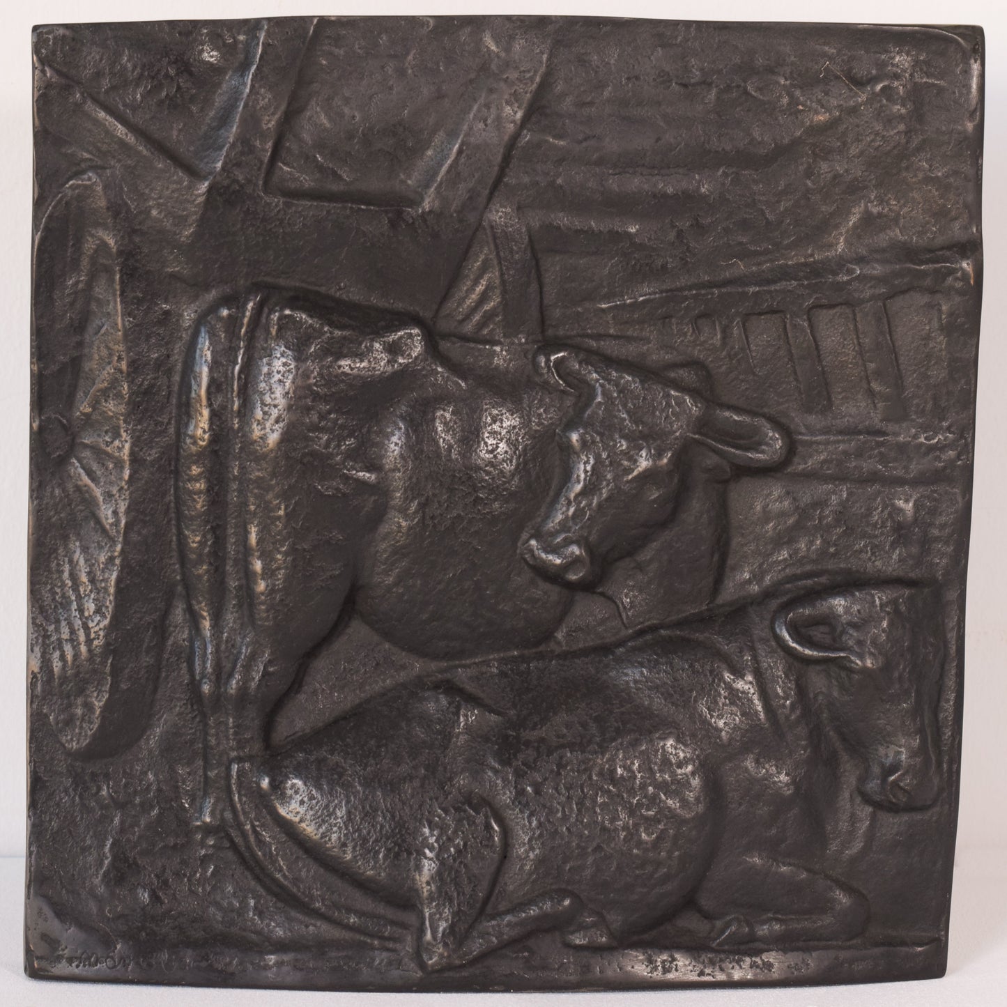 Manuel Martinez Hugué - Large Bronze Plaque - Modern Decorative