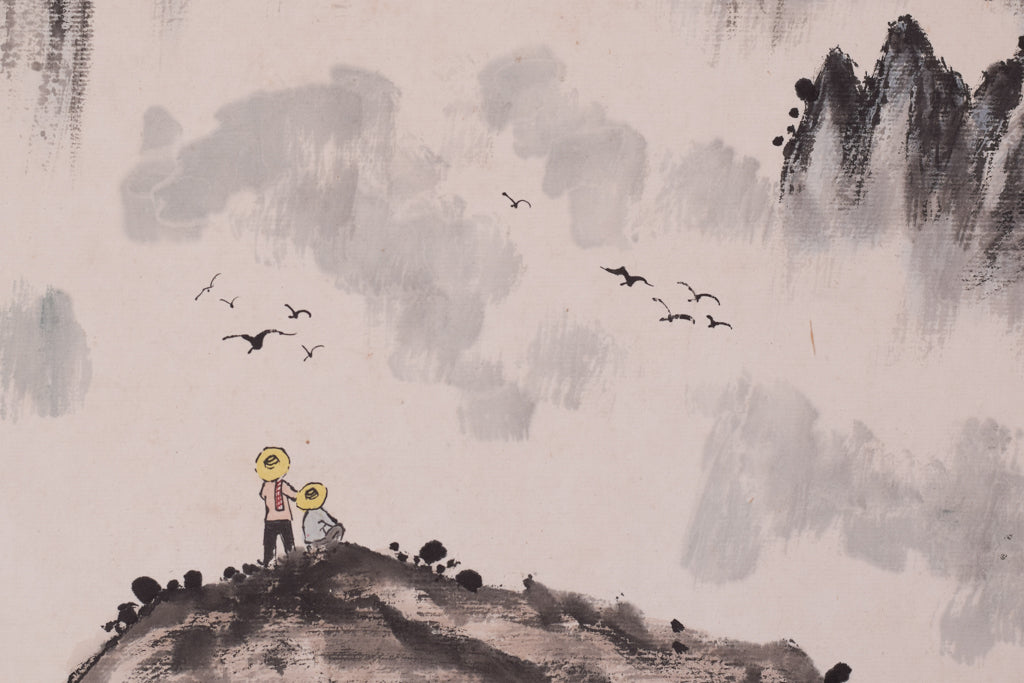 Pair - Chinese Watercolour Landscapes - Modern Decorative