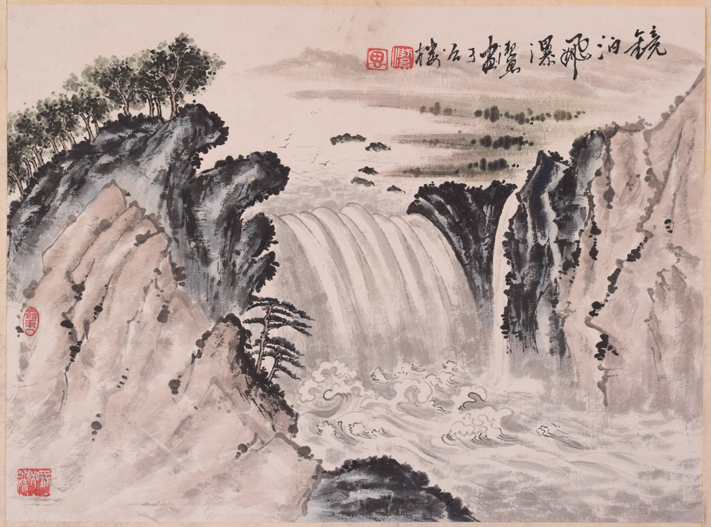 Pair - Chinese Watercolour Landscapes - Modern Decorative