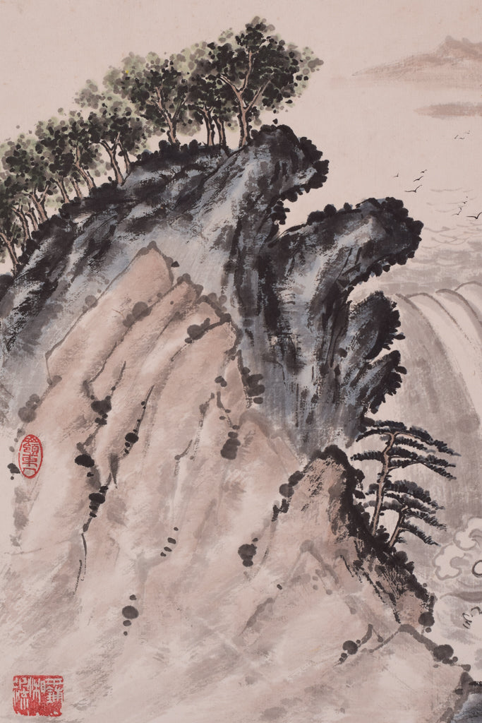Pair - Chinese Watercolour Landscapes - Modern Decorative