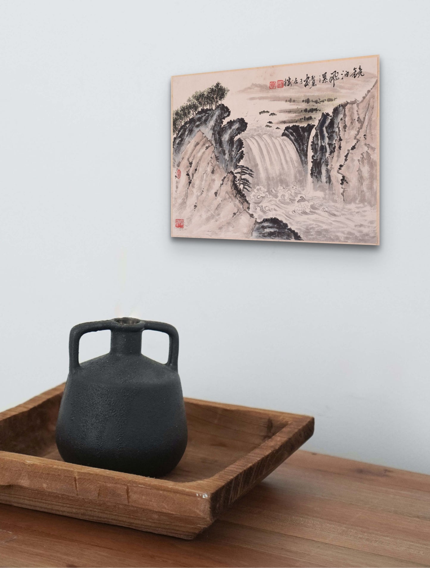 Pair - Chinese Watercolour Landscapes - Modern Decorative