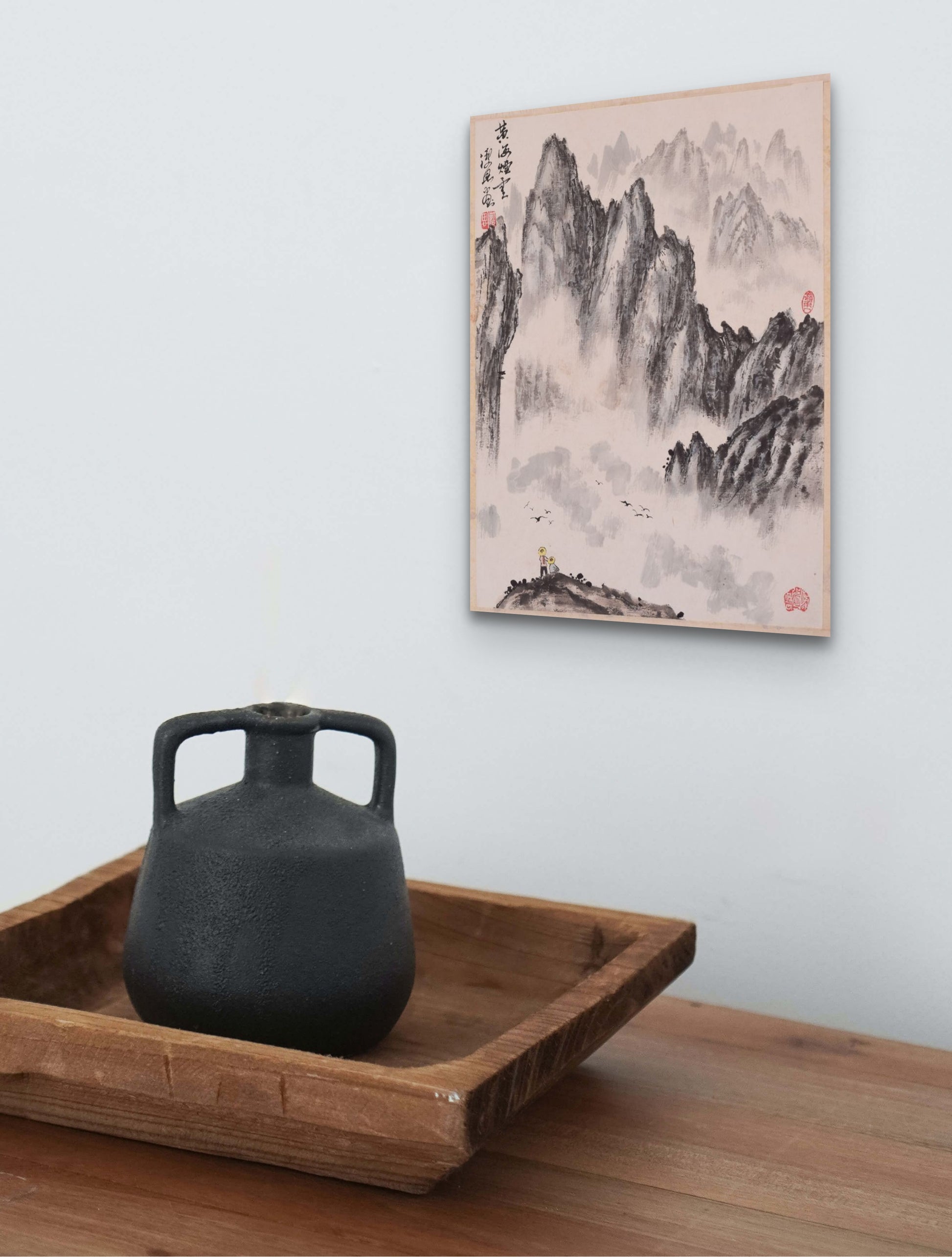 Pair - Chinese Watercolour Landscapes - Modern Decorative