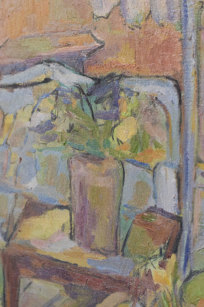 Fauve Interior and Garden Scene - Oil on Canvas