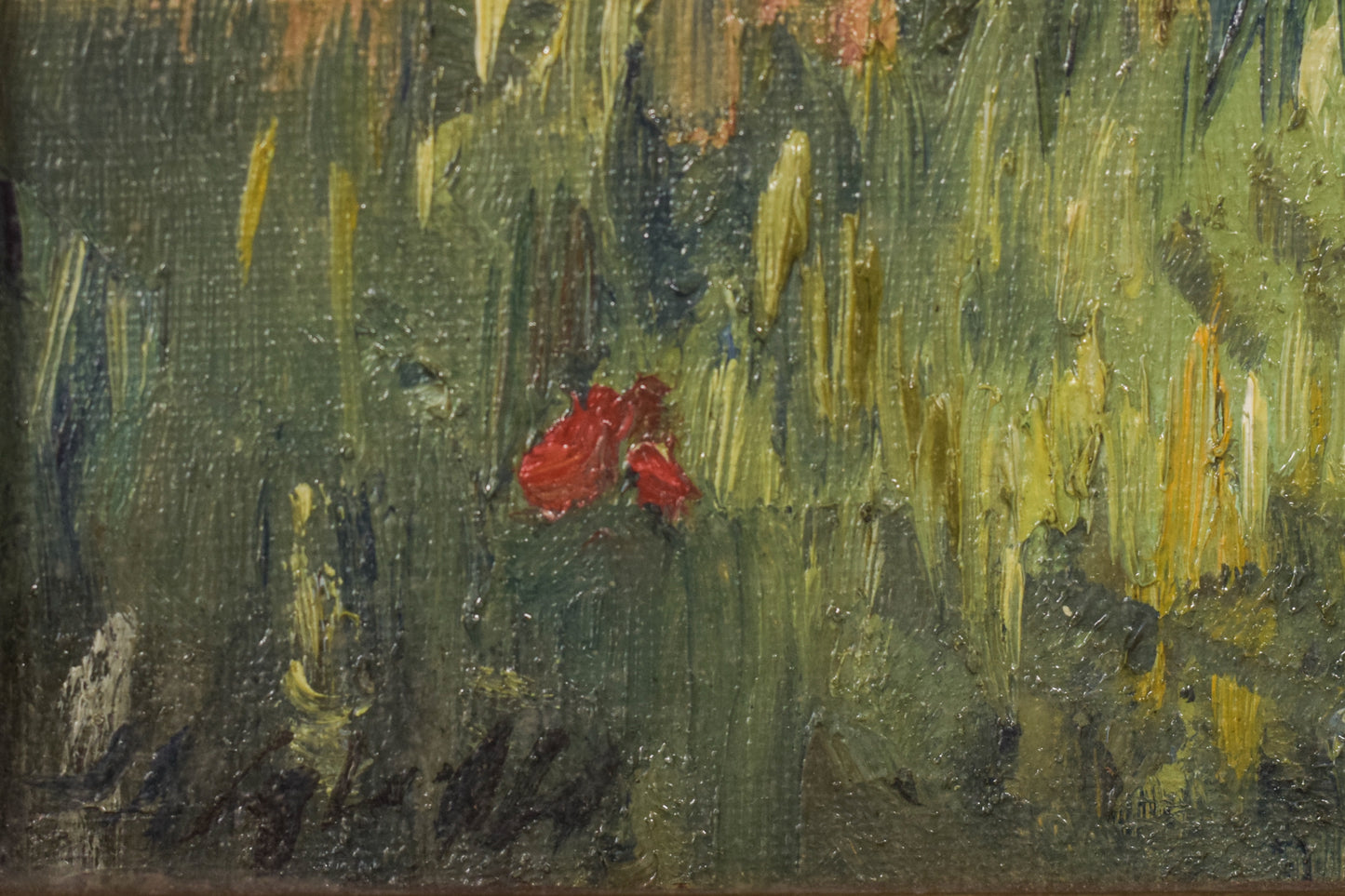 Impressionist Oil of Villa and Palm Trees - Modern Decorative